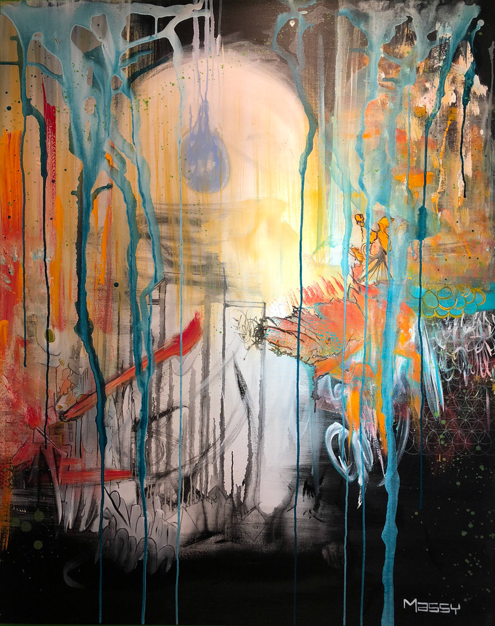 Cocoon in the Moon - 60"x48" - Mixed media on canvas