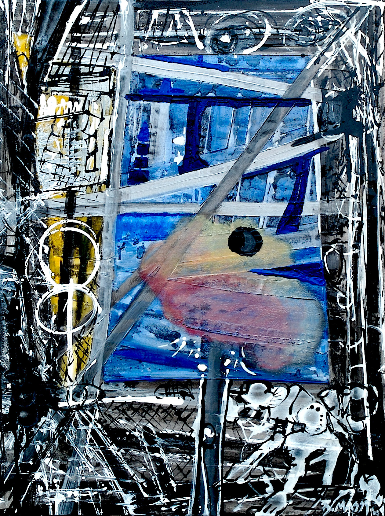 Fenetre Dans Ma Tête - 48"x30" - Mixed media on canvas + Resin