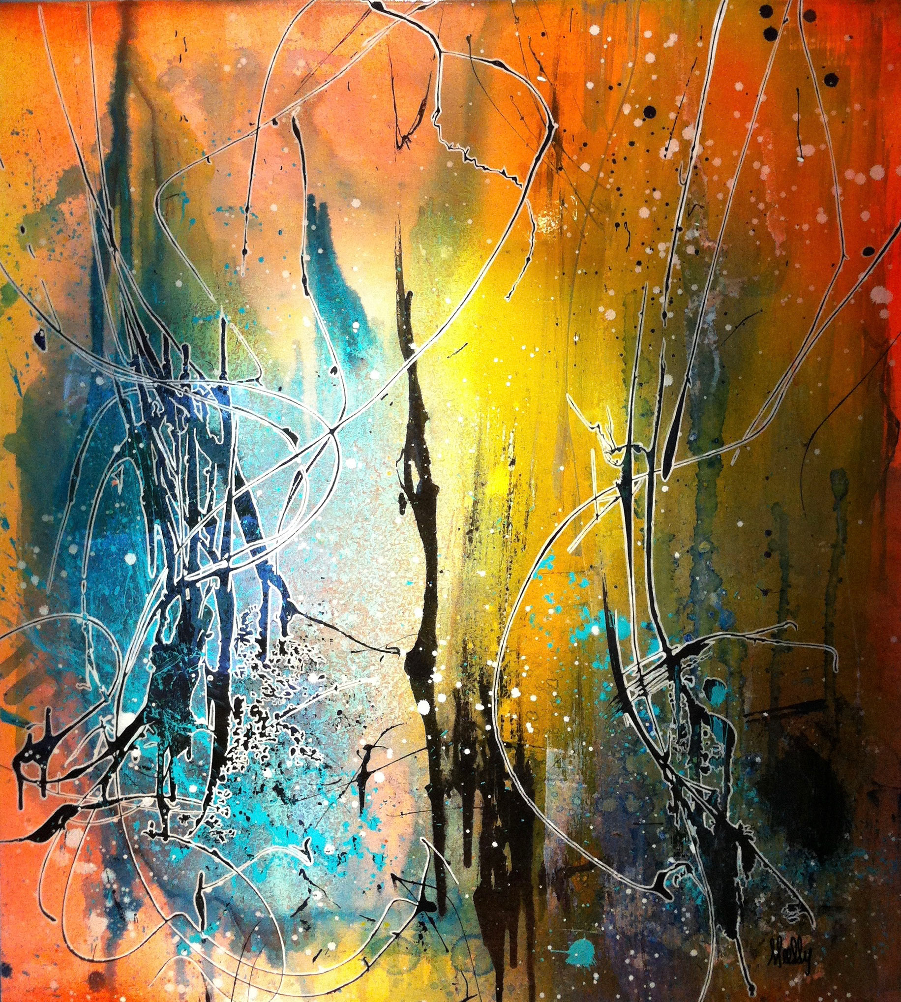 Cosmic clouds in the Heart - 40"x36" - Mixed media on canvas