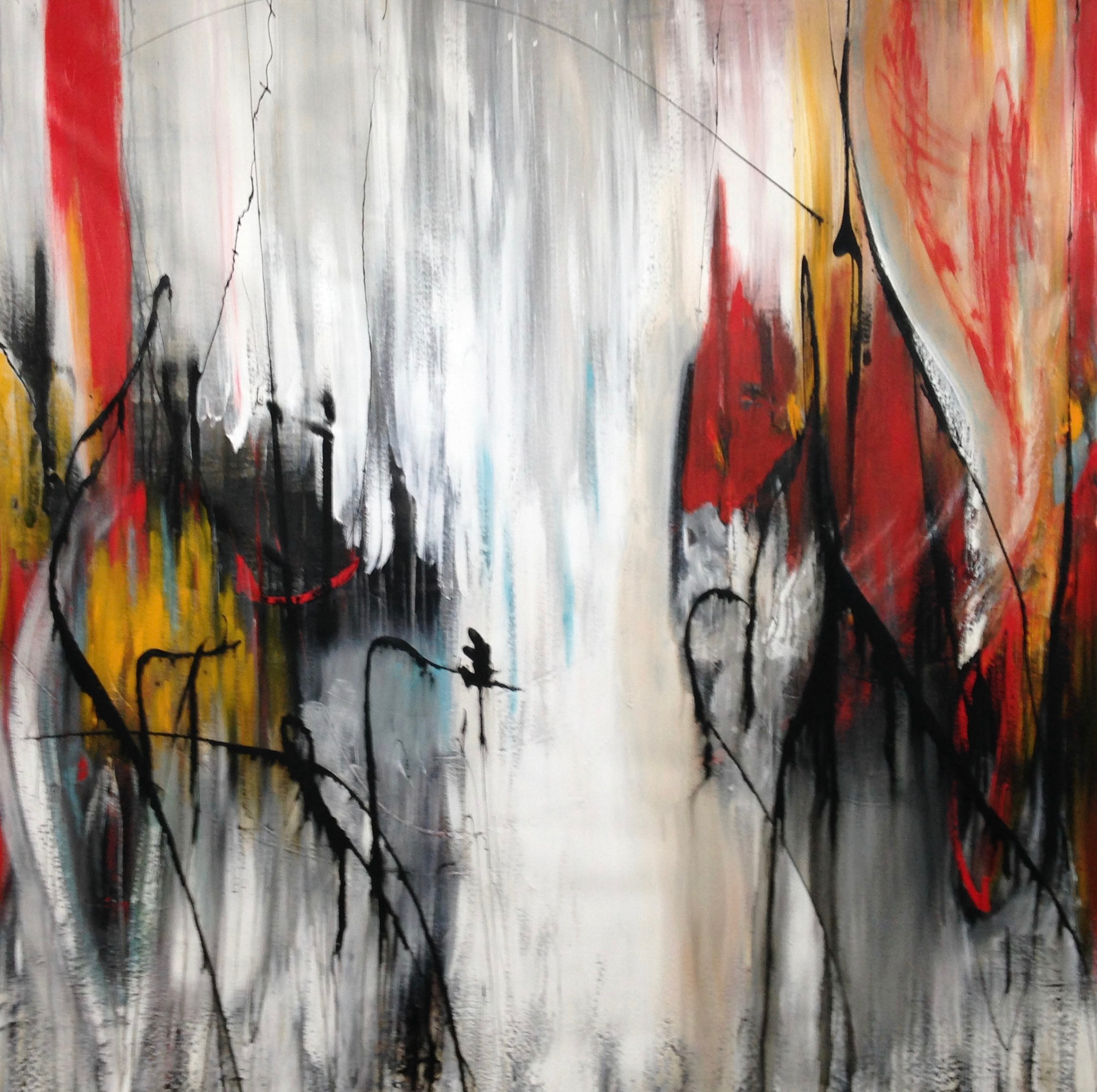 Seiganto-ji, Temple of the Blue Waves - 60"x60" - Mixed media on canvas
