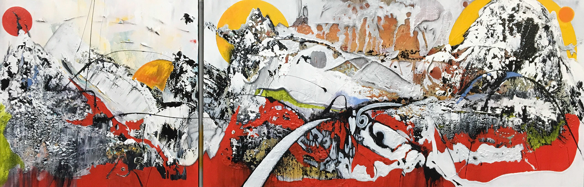 Montanhas Mágicas - 36"x108" (Diptych) - Mixed media on canvas