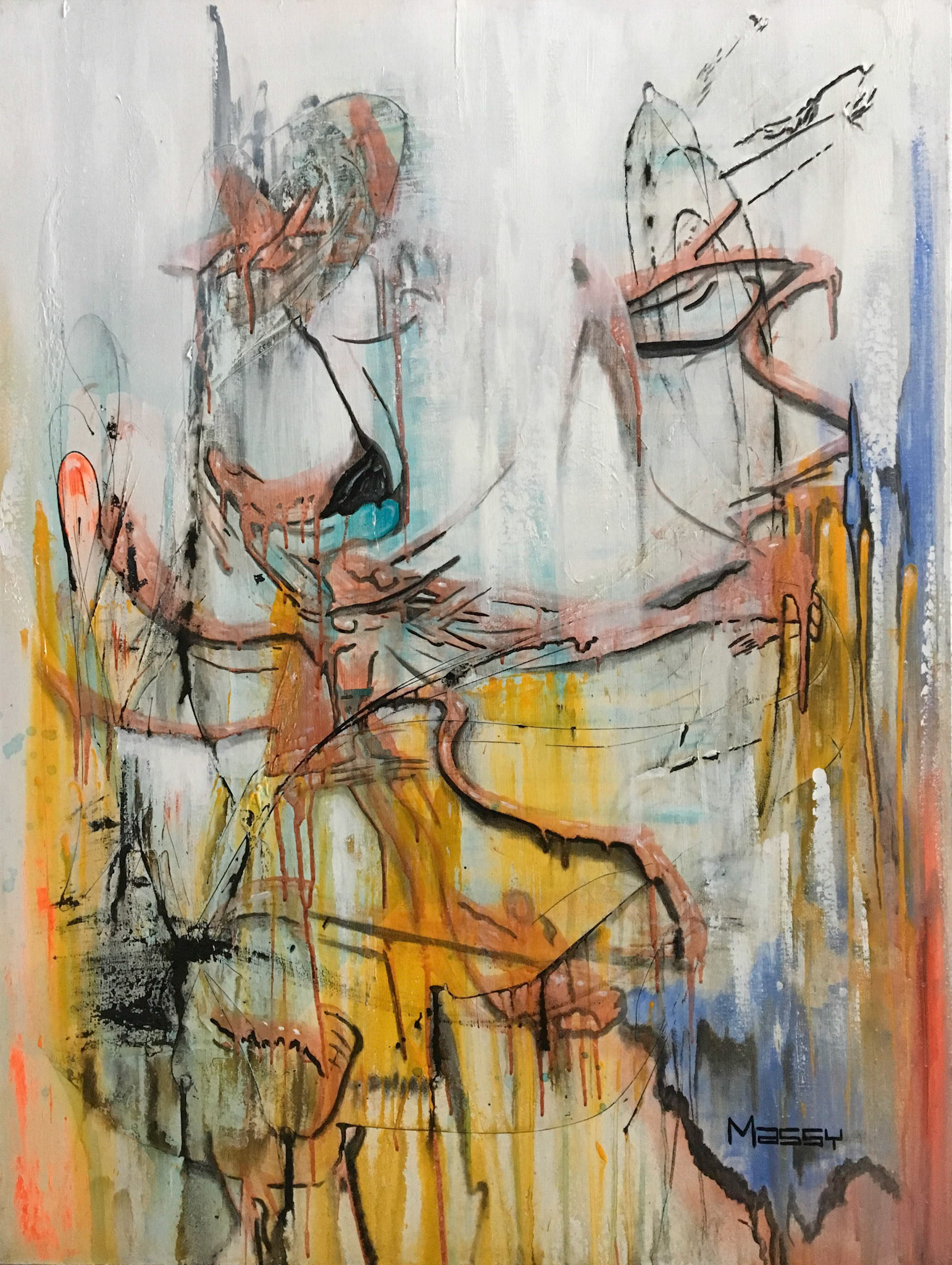 Chasing the Dragon - 48"x36" - Mixed media on canvas