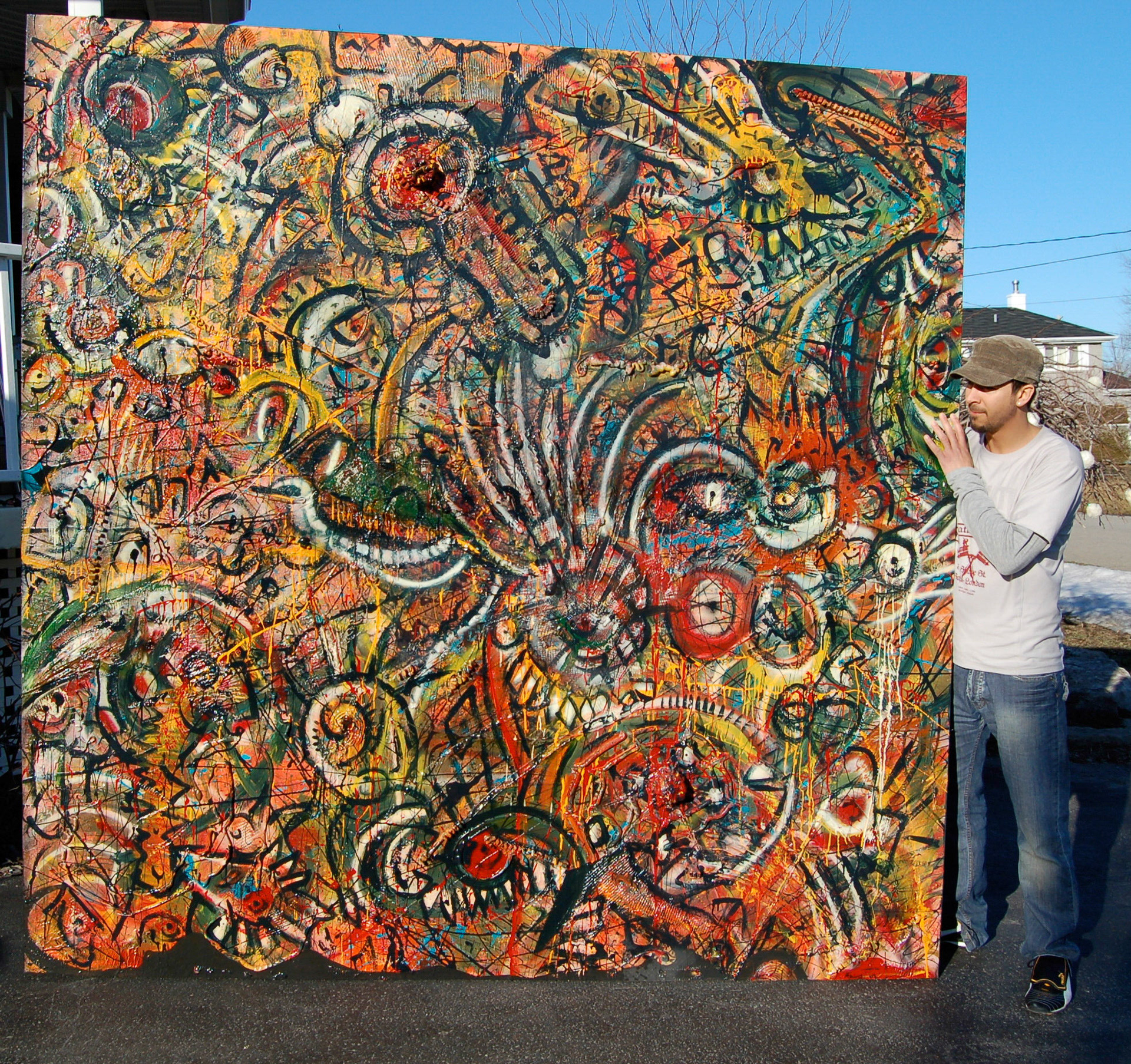 Among Myselves: World Carnival - 96"x96" - Mixed media on canvas