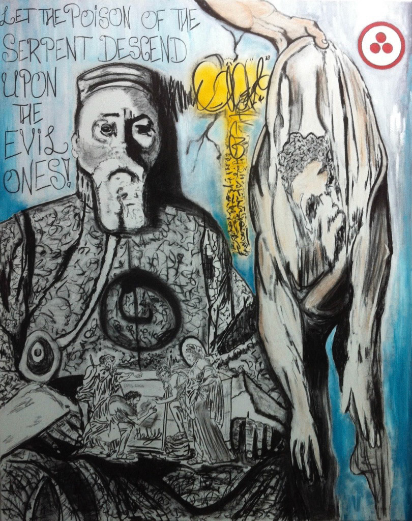 Nicholas Roerich - Sacred Signs -  33˚- 60"x48" - Charcoal, Acrylic &amp; Aerosol on canvas