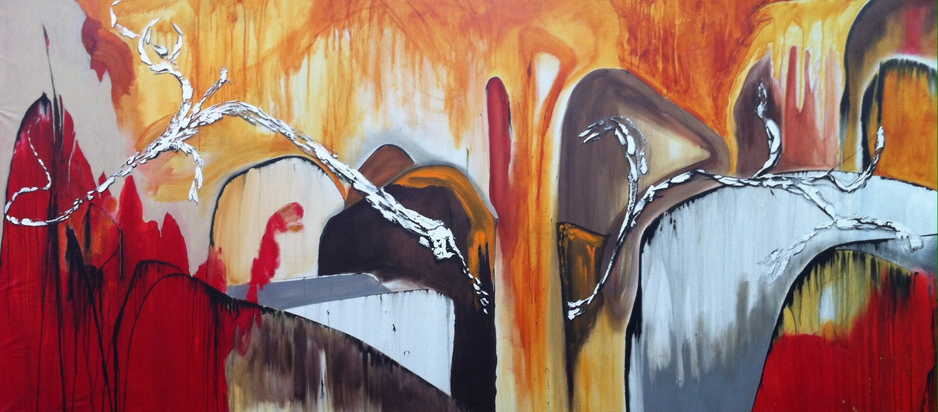 Flowing in and out of this and that - 60"x126" - Acrylic on canvas