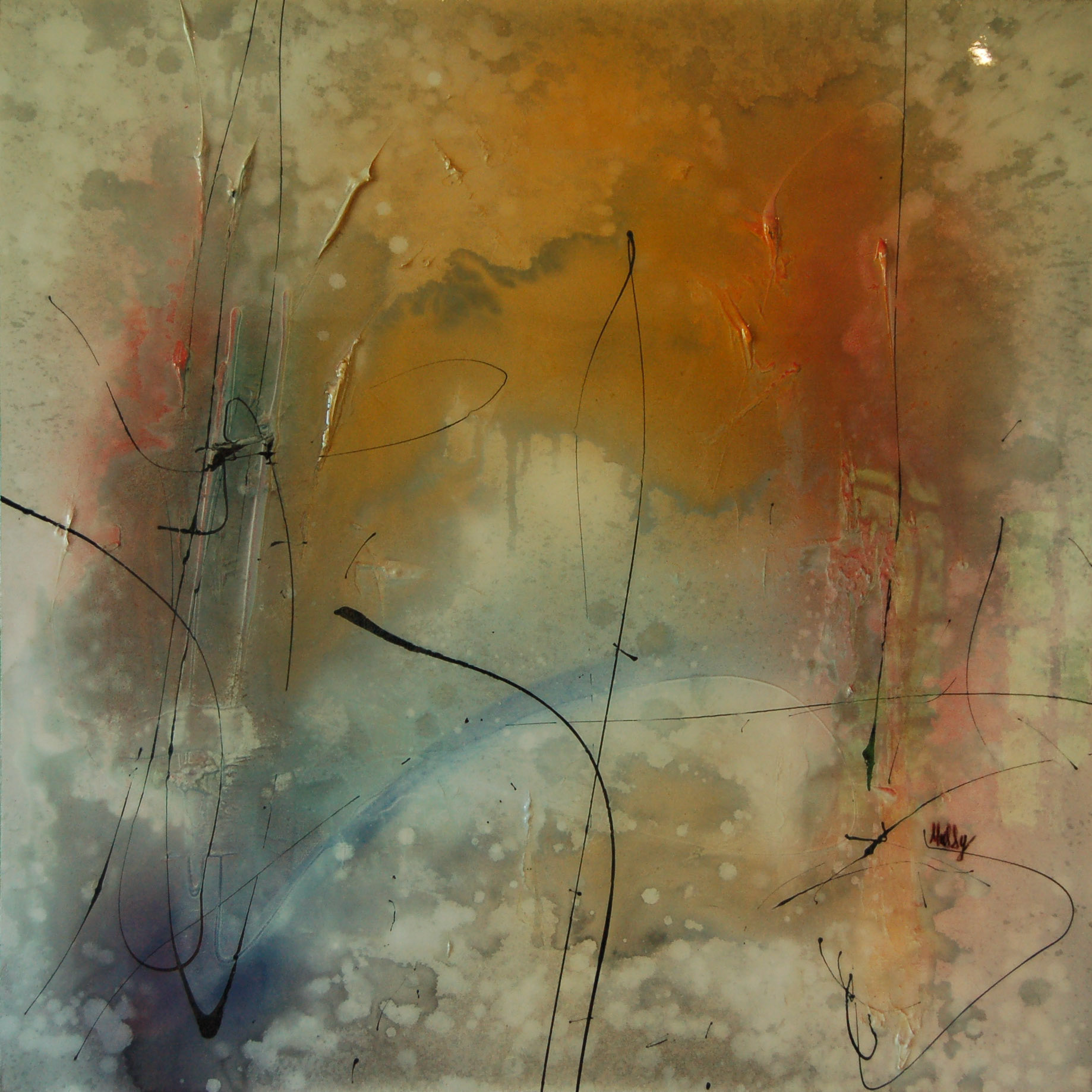 Waking in the Clouds of a Dream - 36"x36" - Mixed media on canvas