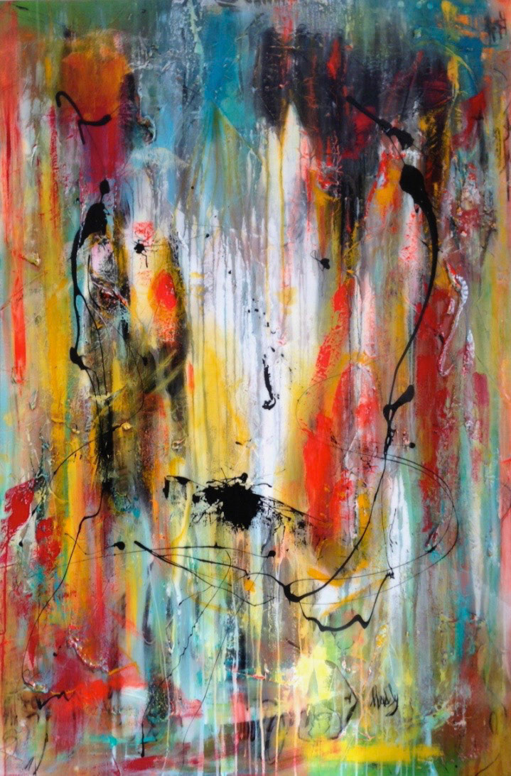 Tale of a pretty girl - 72"x48" - Acryilc, aerosol and charcoal on canvas