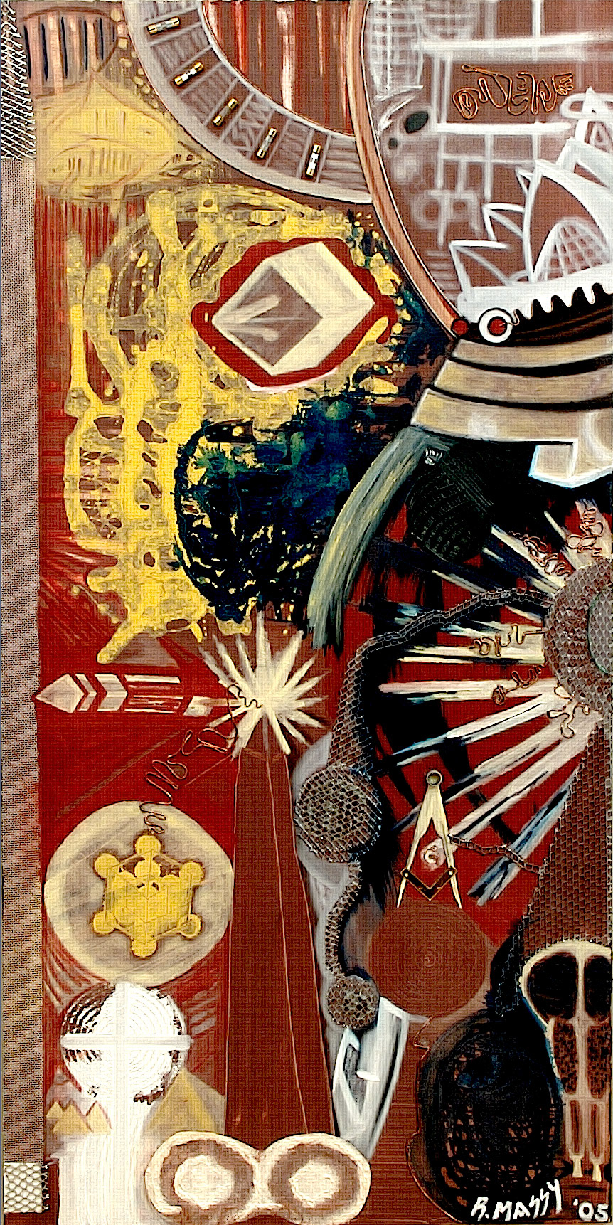 Fraternité Éternité -  48"x24" - Oil &amp; Mixed media on canvas