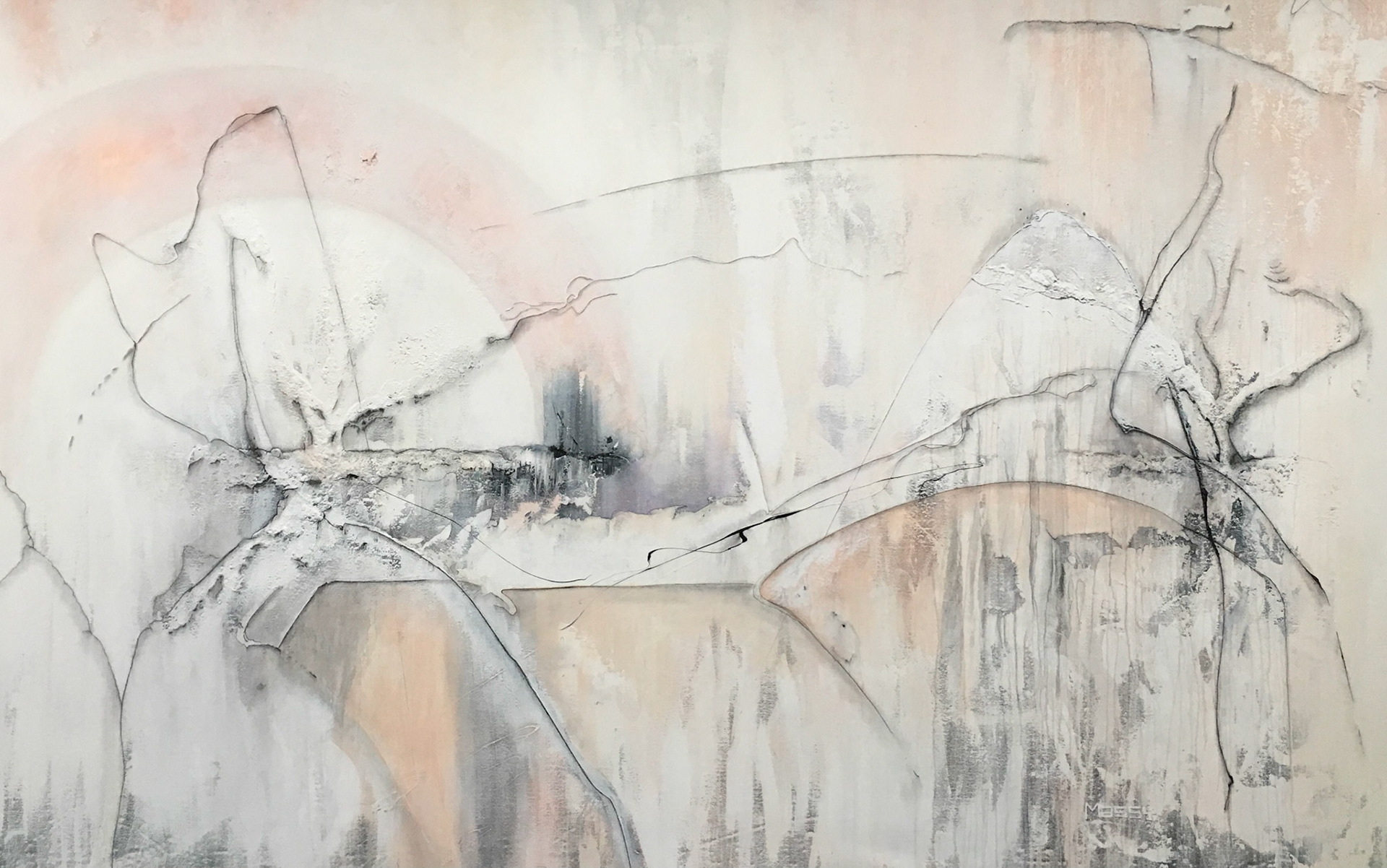 Dusty Lilac Dreams - 84"x107" - Mixed media on canvas