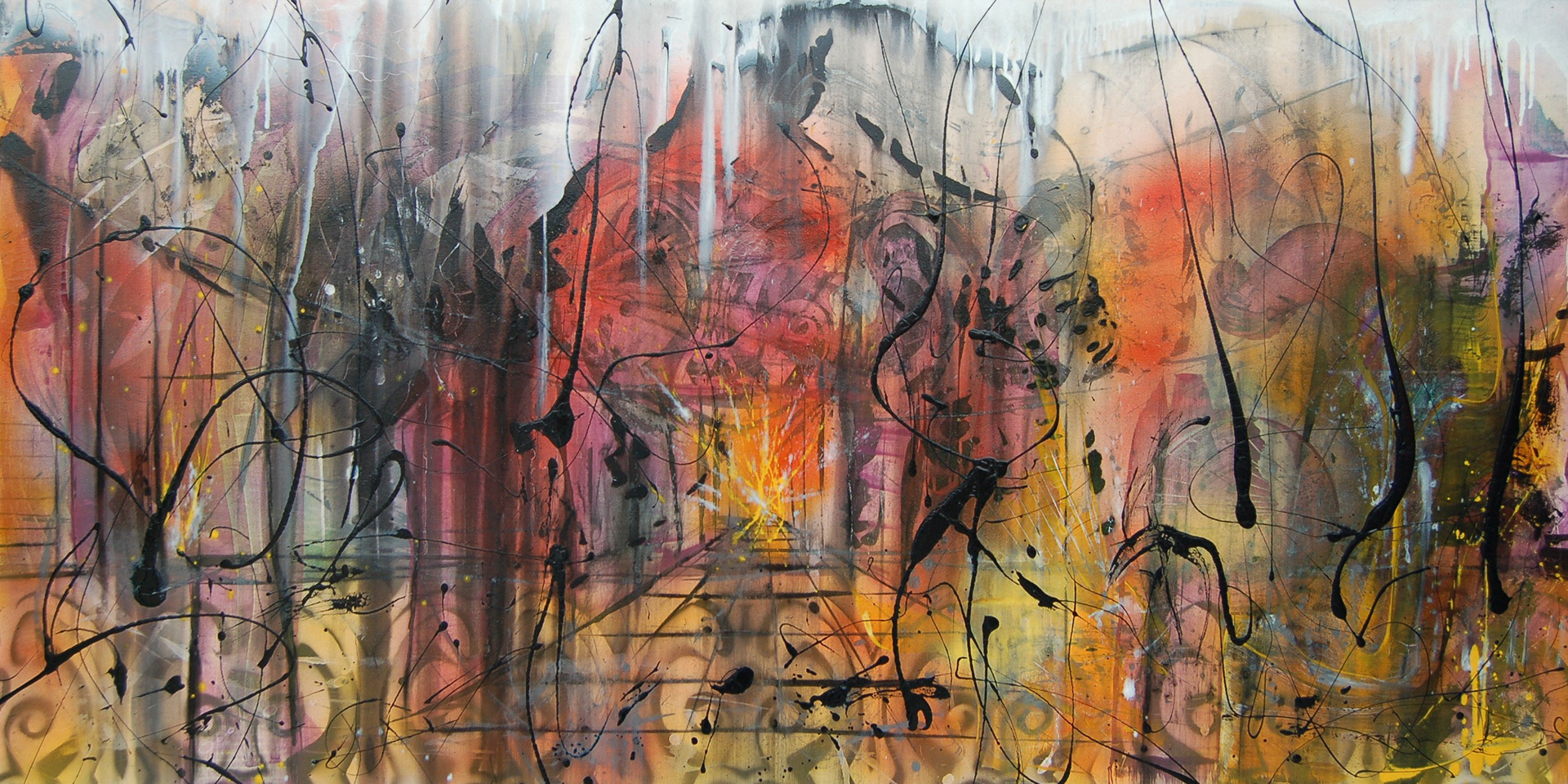 Temple of Illumination - 36"x72" - Mixed media on canvas