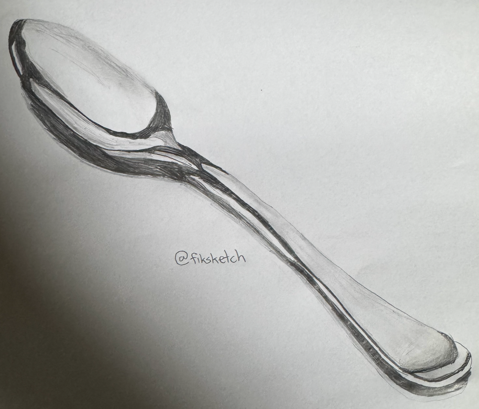 Everyday realism: spoon study in pencil.