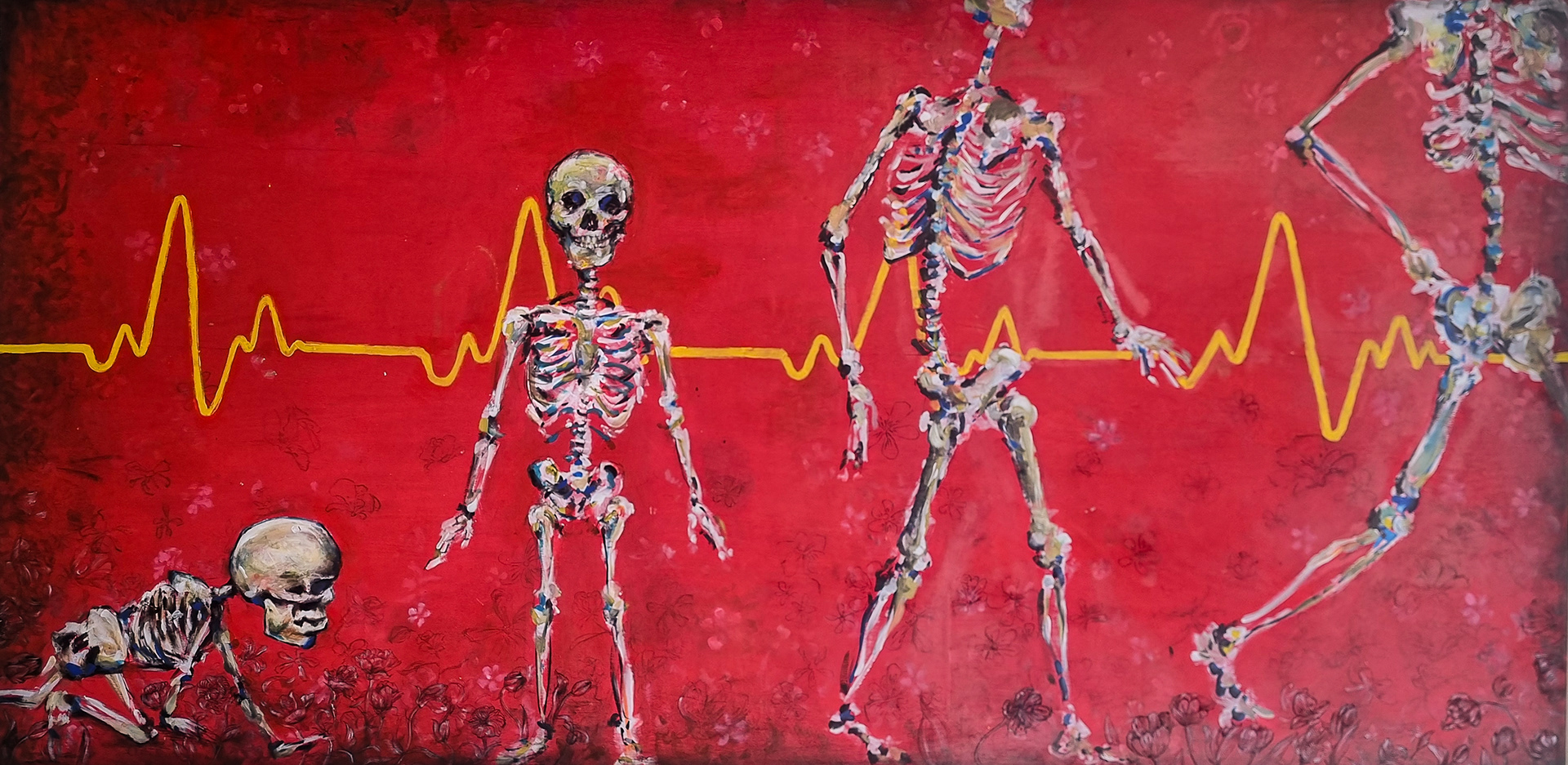 Red Rose Finch: Journey of Growth Shows how everyone grows from childhood to adulthood using skeletons to remind us we're all the same underneath.