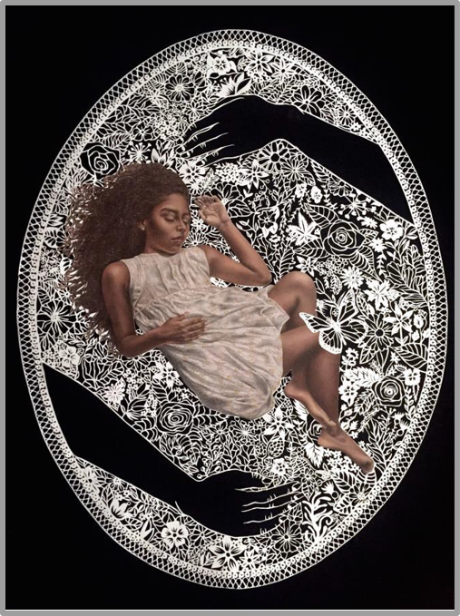 Colour Pencil and Paper Cutting