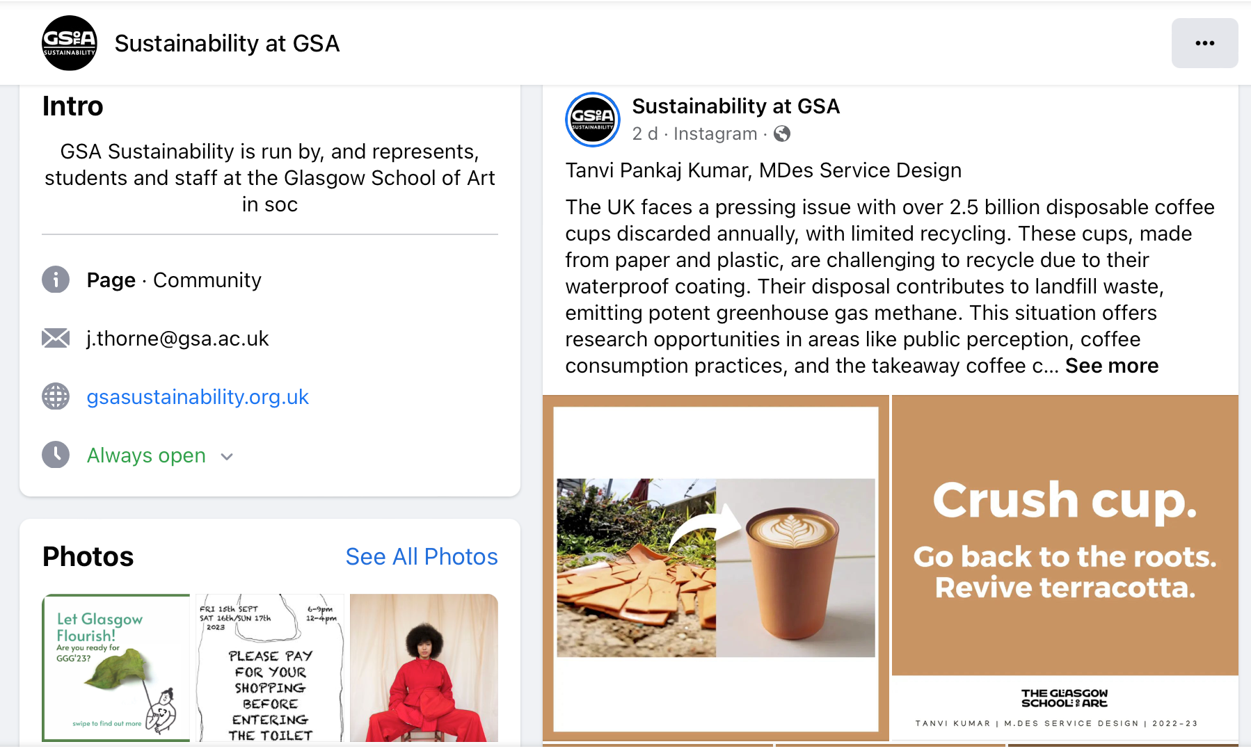 Mention on the GSA Facebook page.
