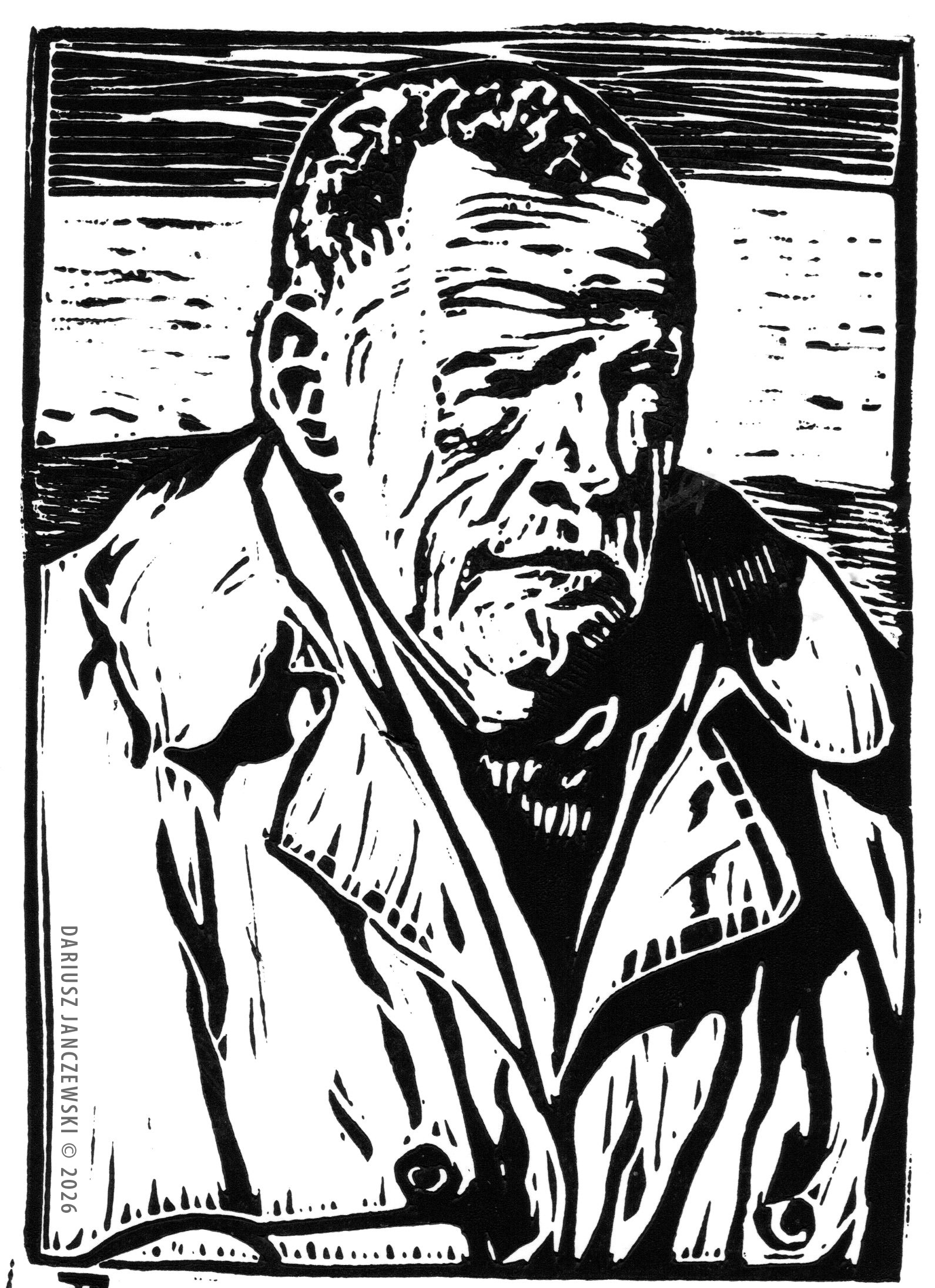 Story #32: THE MOVIE ENDINGS. 6”x8” Linocut. 2026