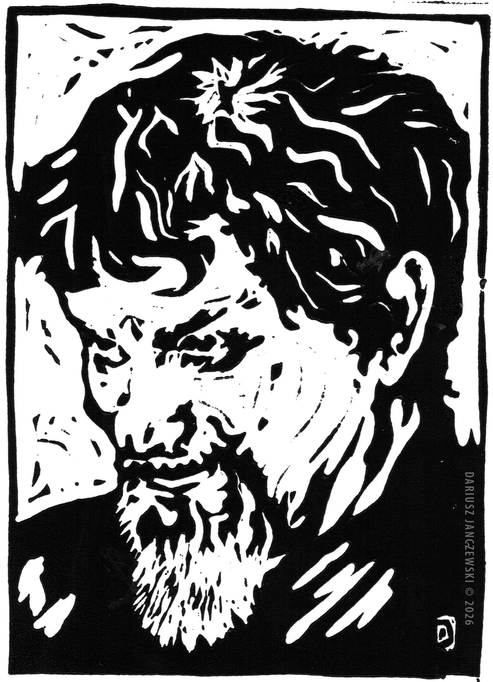 Story #2: THE LUCK. 6”x8” Linocut. 2026