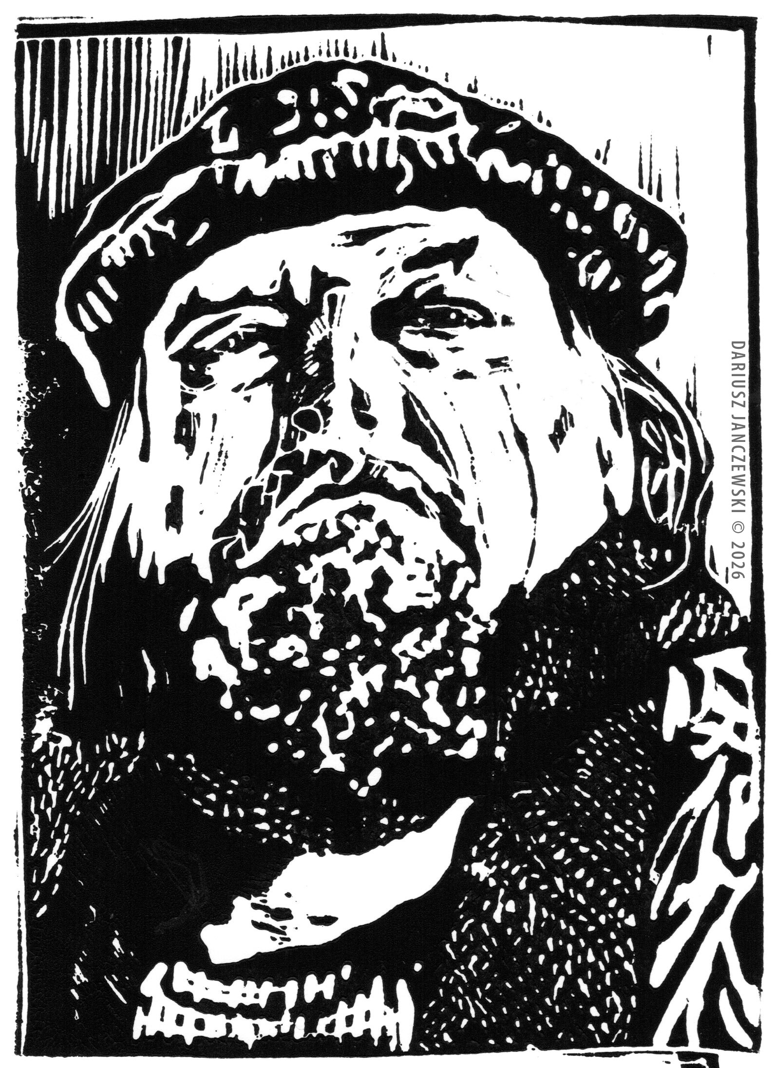 Story #8: THE BAIT. 6”x8” Linocut. 2026