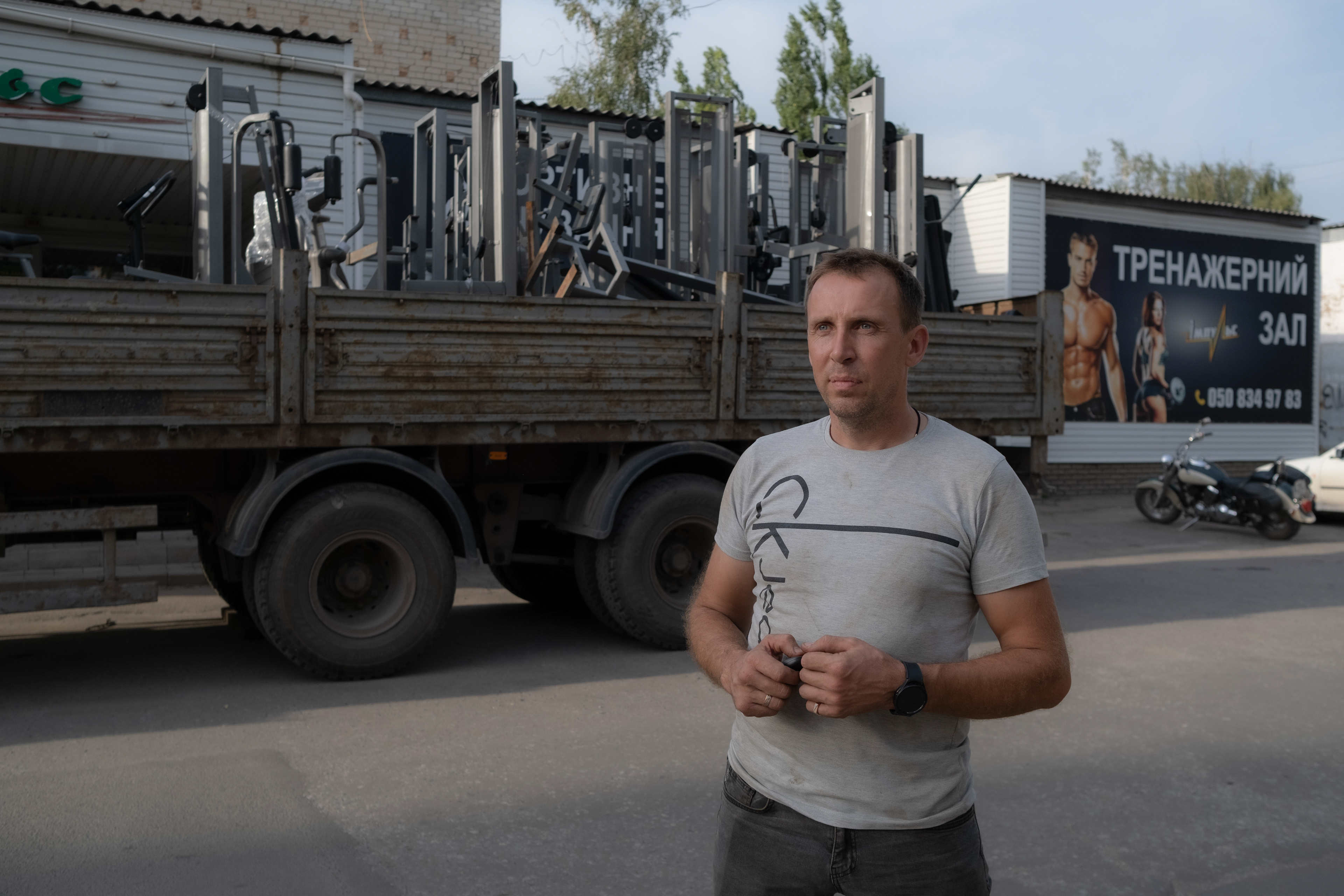 The owner of a fitness club packing up