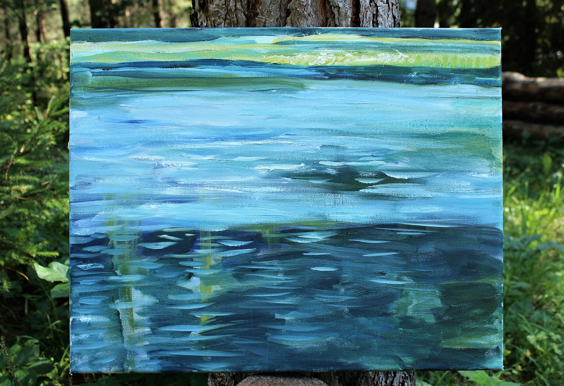 Jezioro_40x50cm_olej na płótnie, 2023