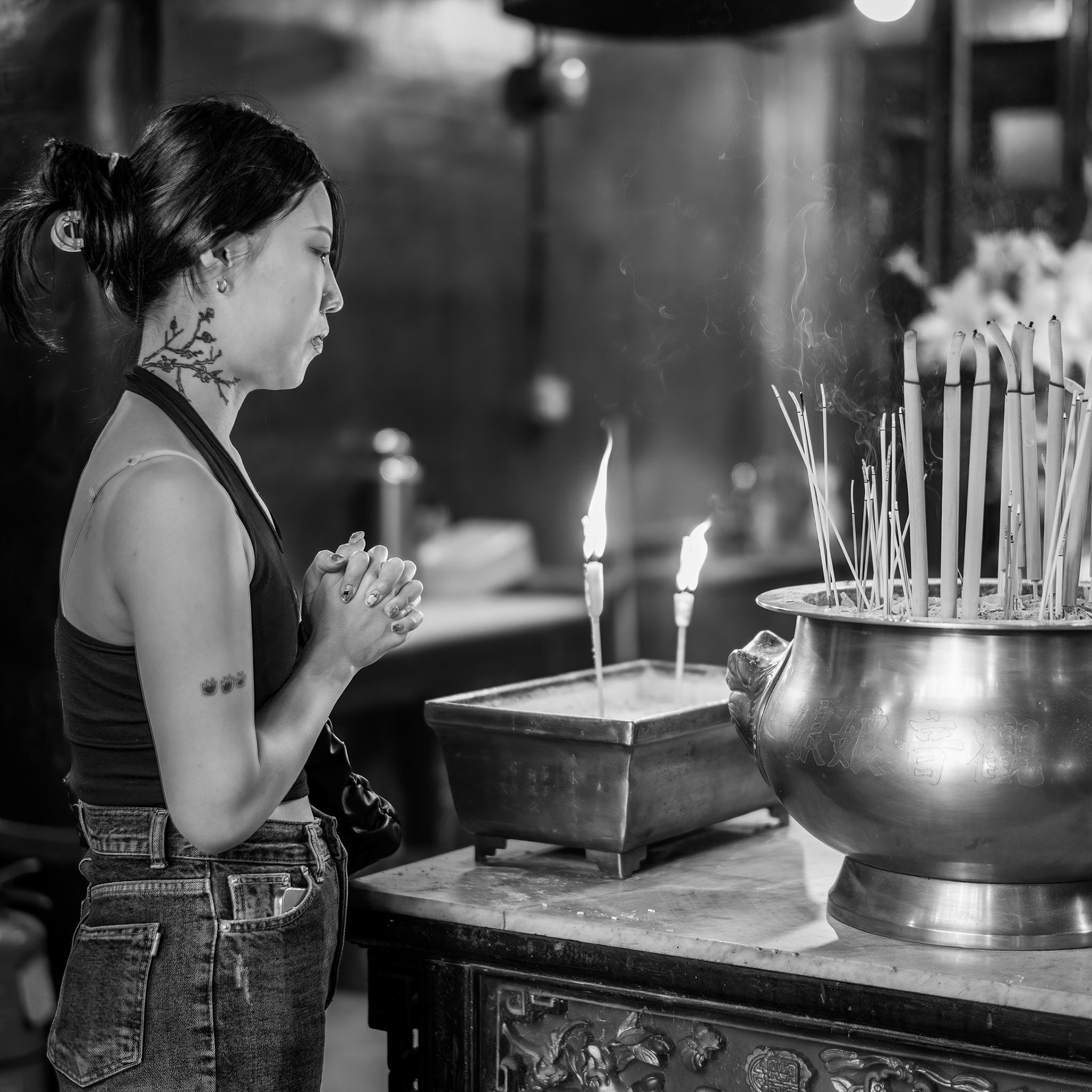 China, Hong Kong, Man Mo Temple.