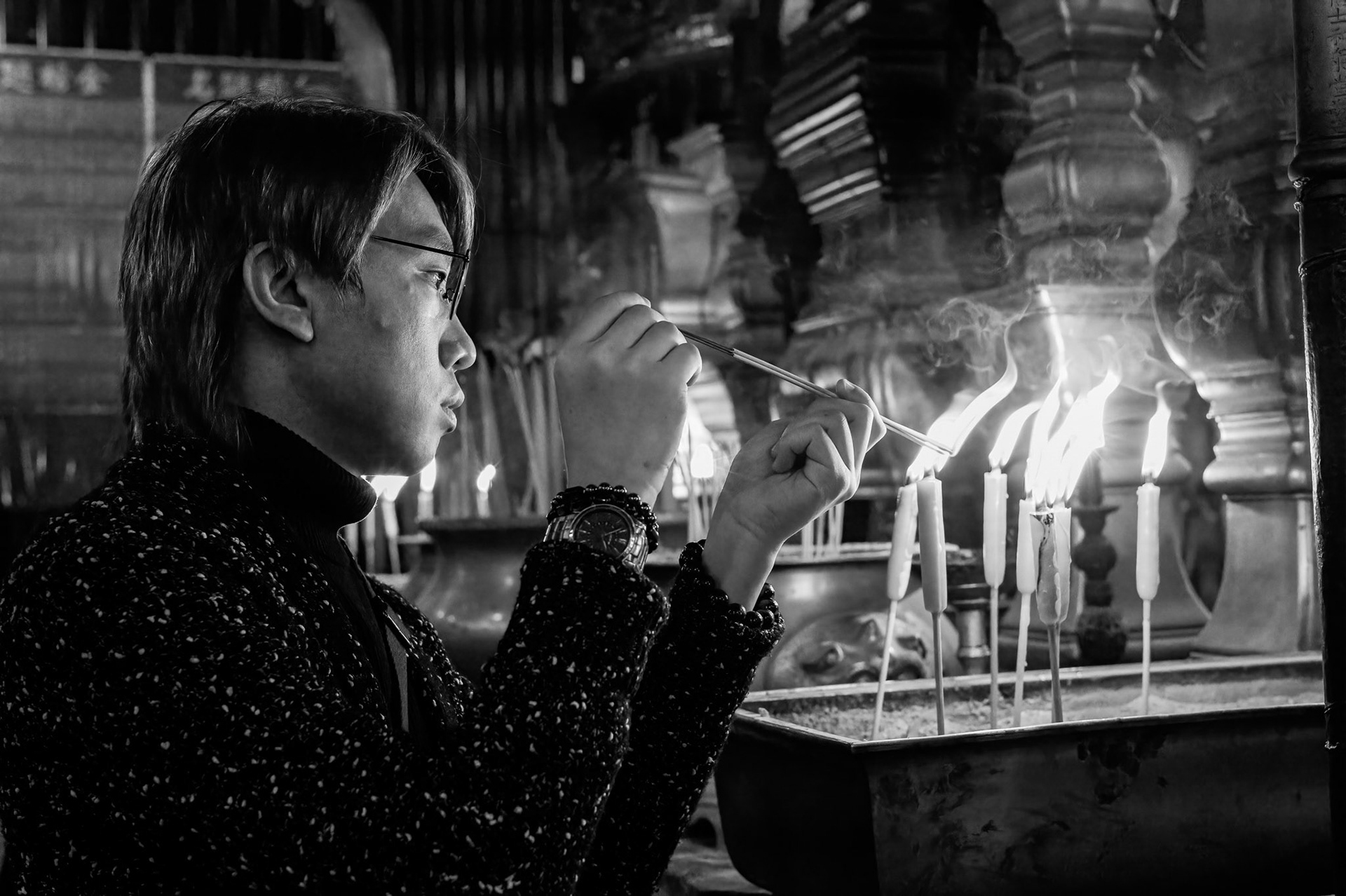 China, Hong Kong, Man Mo Temple.