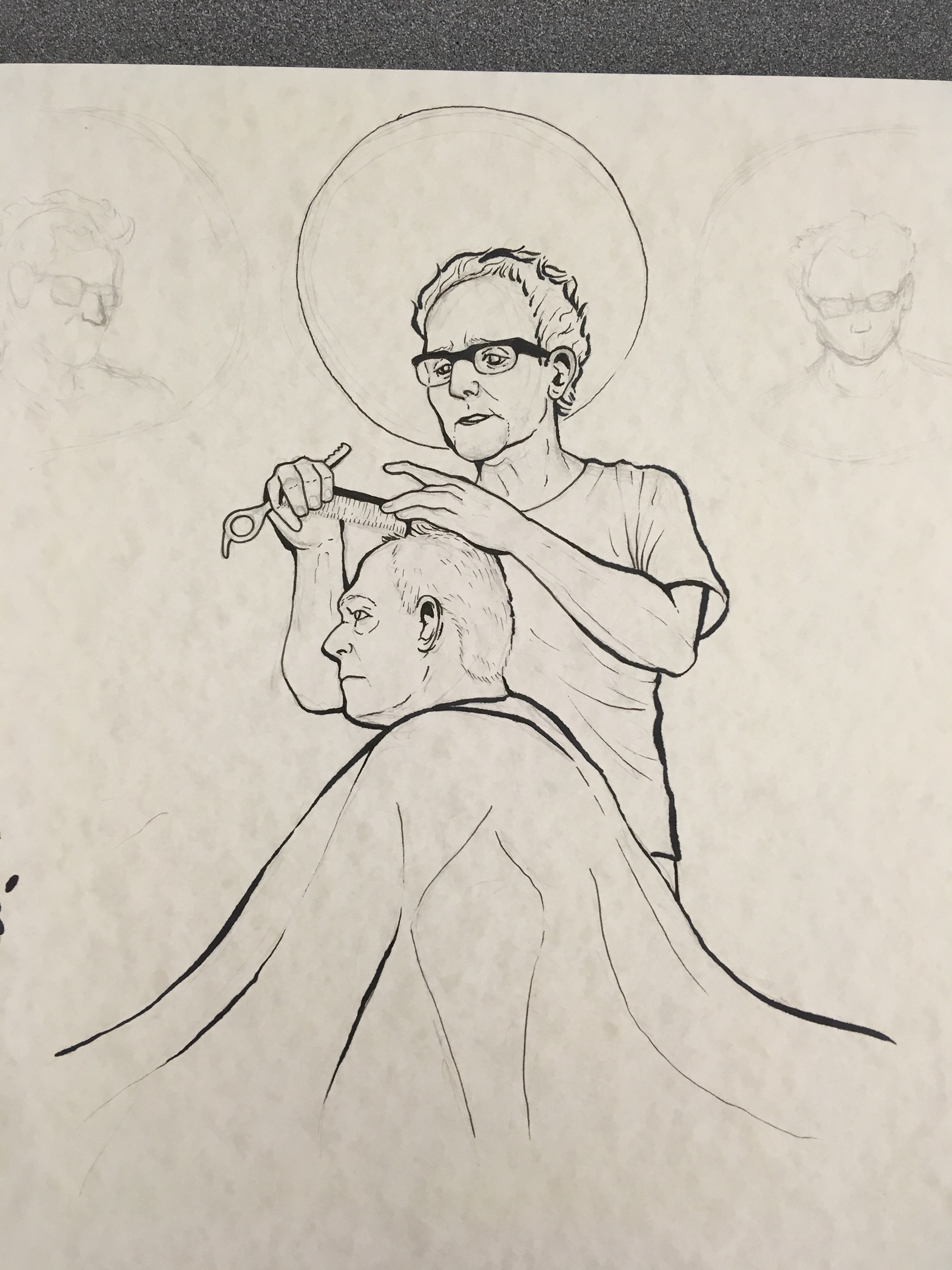 Final ink drawing of center piece