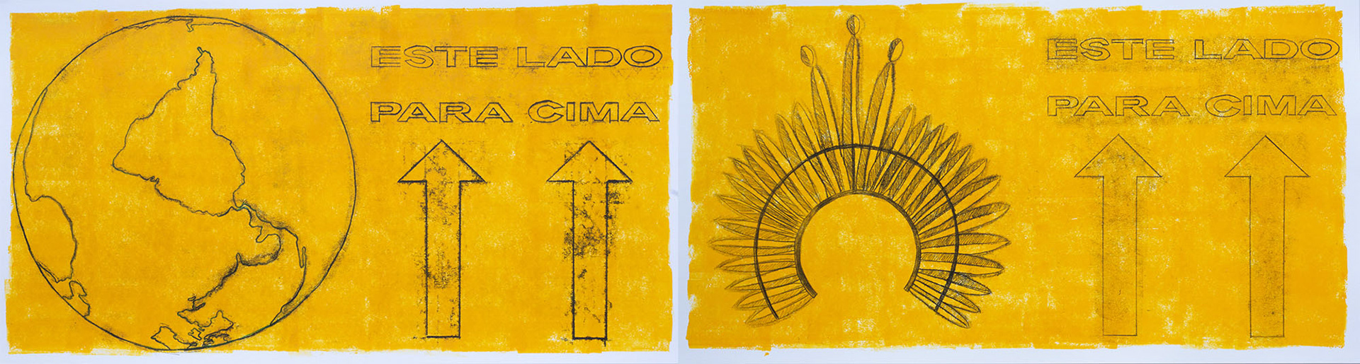 ESTE LADO PARA CIMA, 2022 - Monotipia em papel, 44x160cm