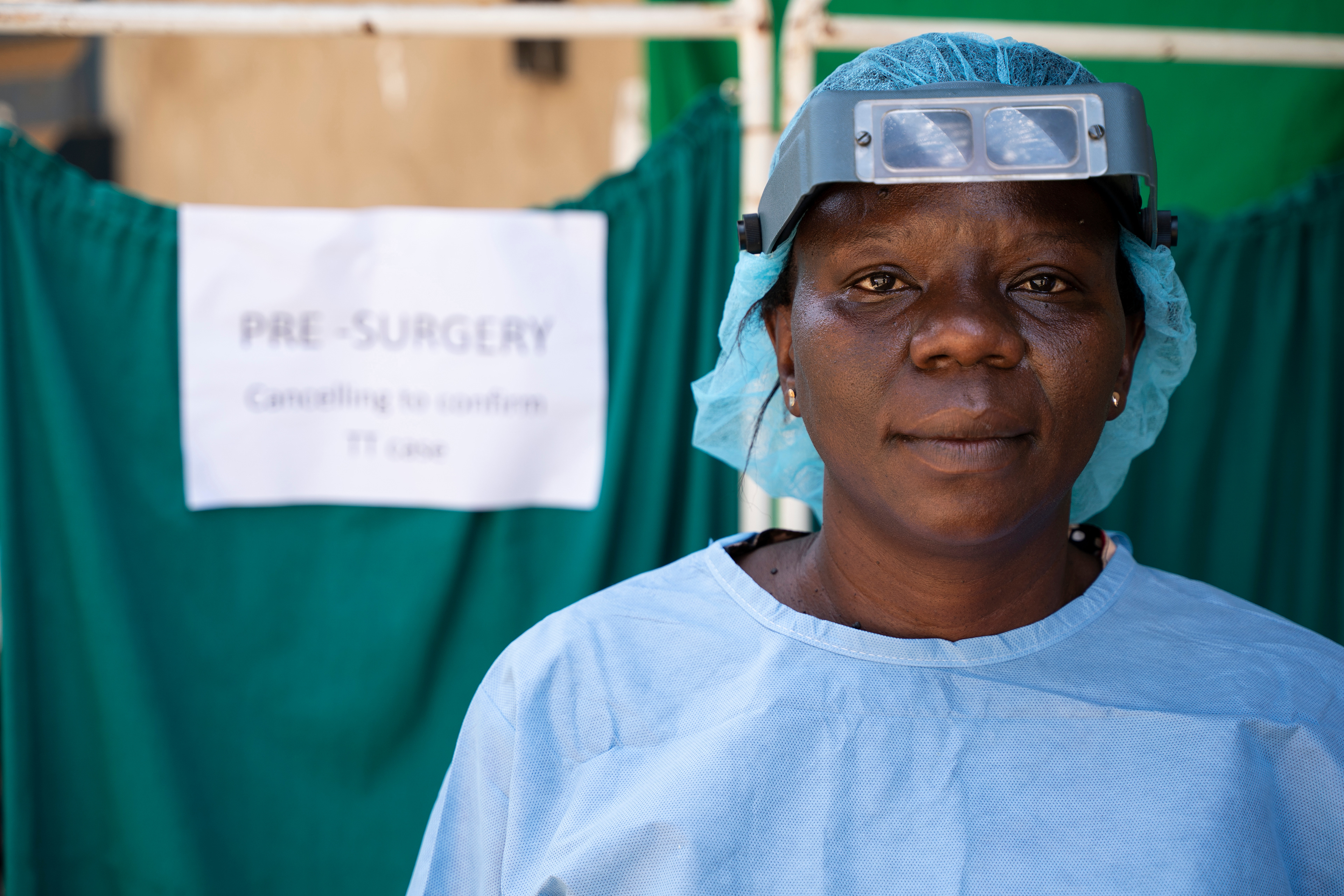 Trained as a surgeon, nurse Hawa Rashid Msangi of the Mkuranga District Hospital near Dar Es Salaam, Tanzania, performs trachoma surgeries on affected patients.