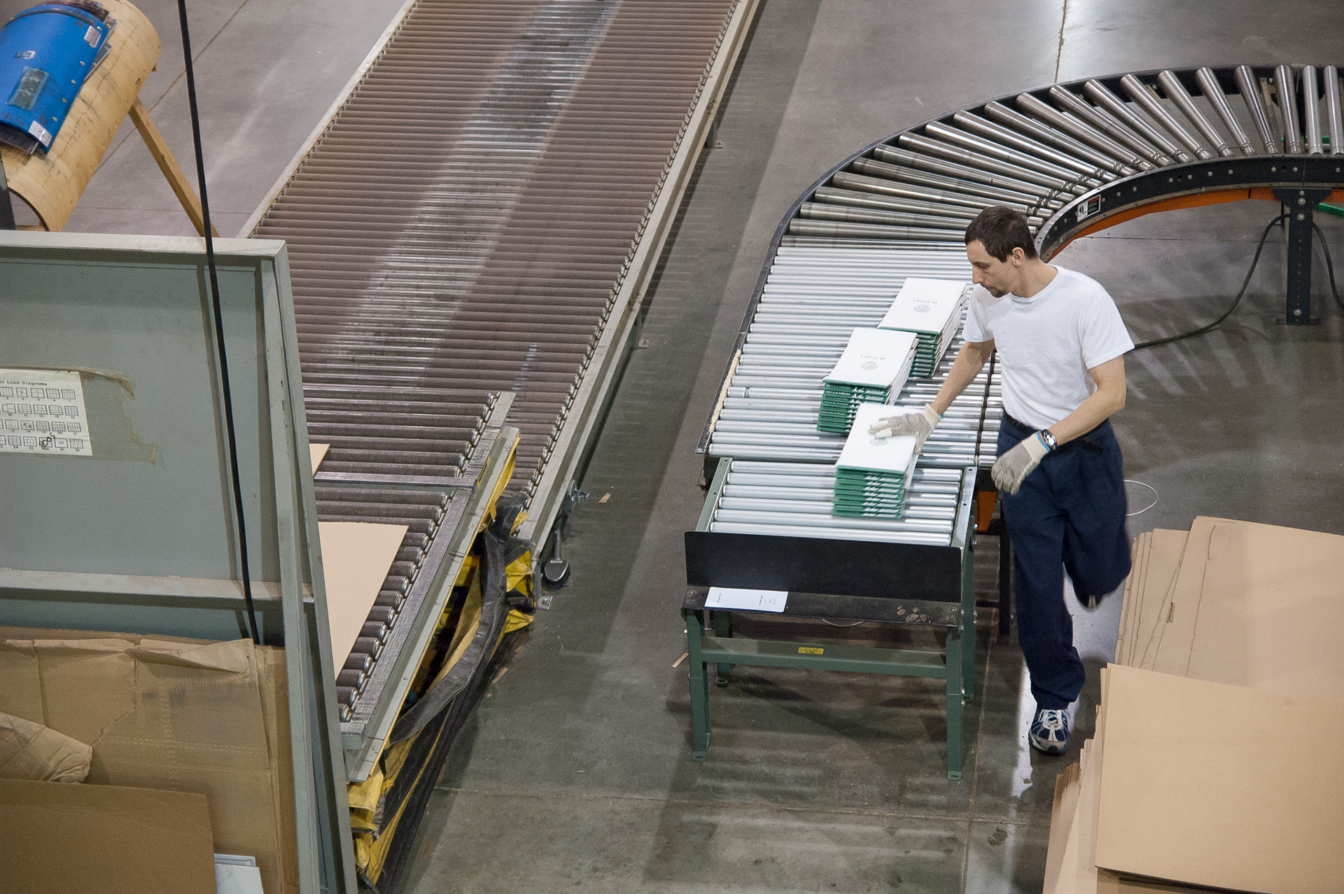 Don Reynolds prepares product for shipment at a local box and container manufacturer.