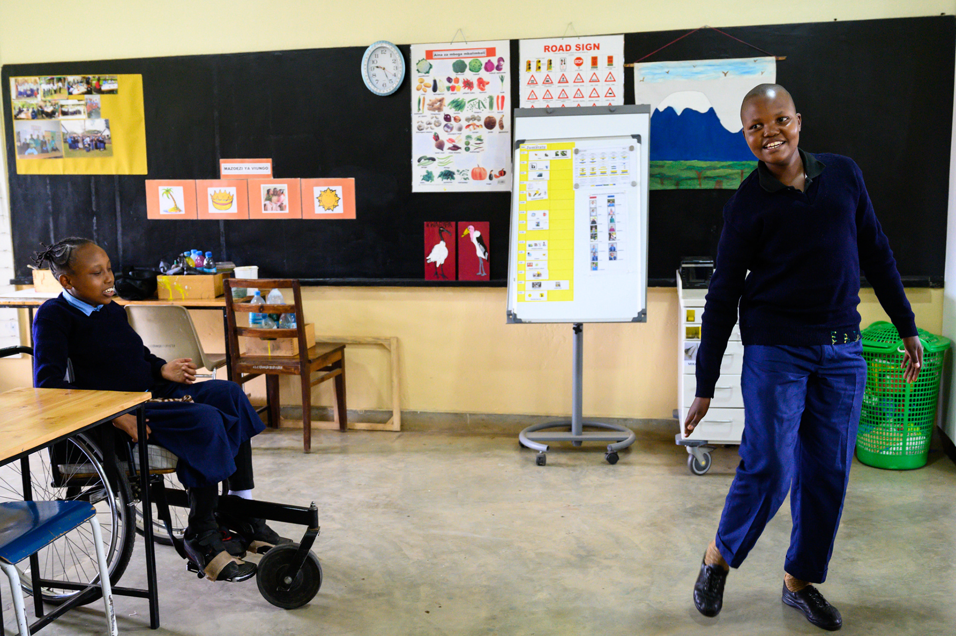 Training Class 1 students demonstrate what they've learned about their bodies.