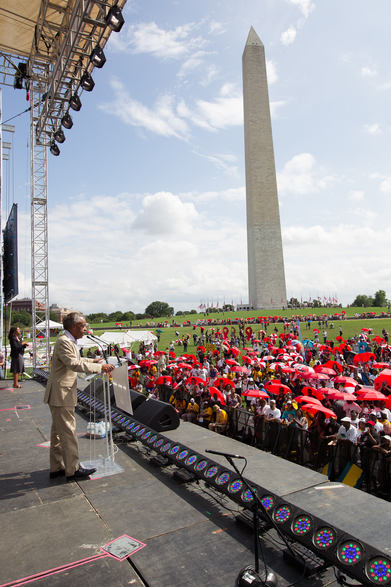 The Rev. Al Sharpton addresses the crowd gathered near the Washington Monument in Washington, D.C., at the Keep the Promise on Aids rally during the 2012 International AIDS Conference.