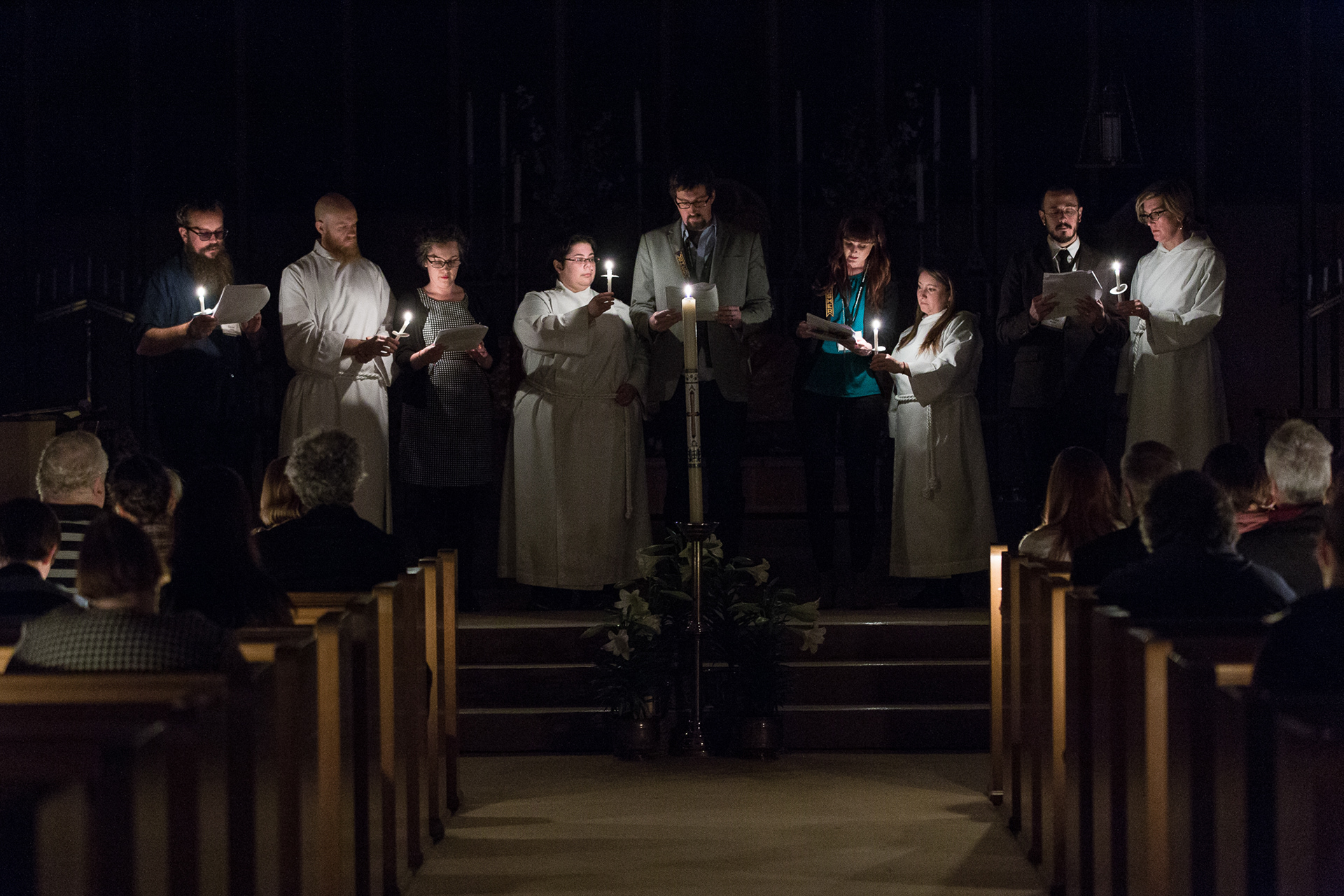 Recalling the biblical story during the Easter Vigil at St. David of Wales Episcopal Church in Portland, Ore.