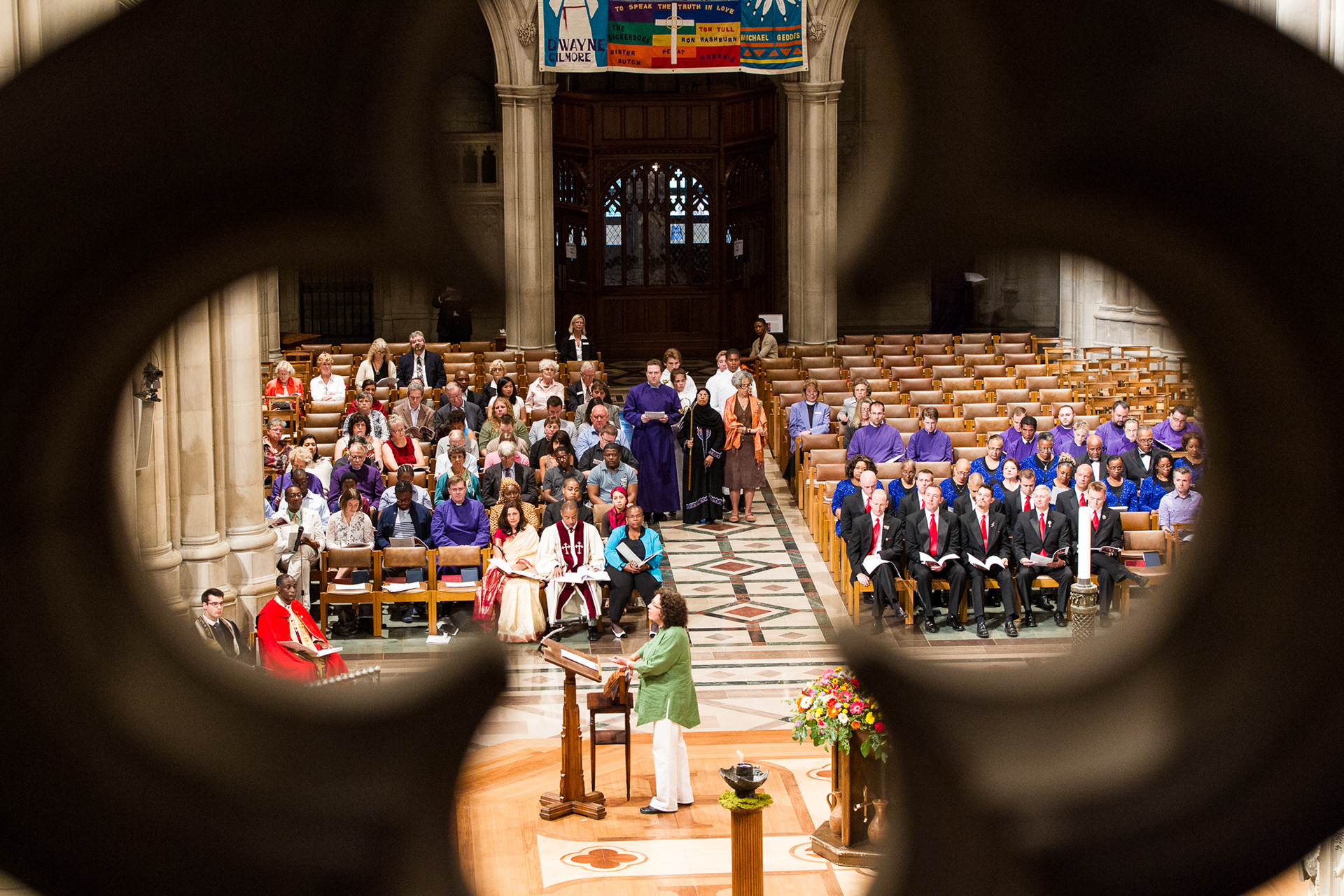 A hand organ intones the lament at the 'From Darkness to Light' interfaith service at the Washington National Cathedral during the 2012 International AIDS Conference.