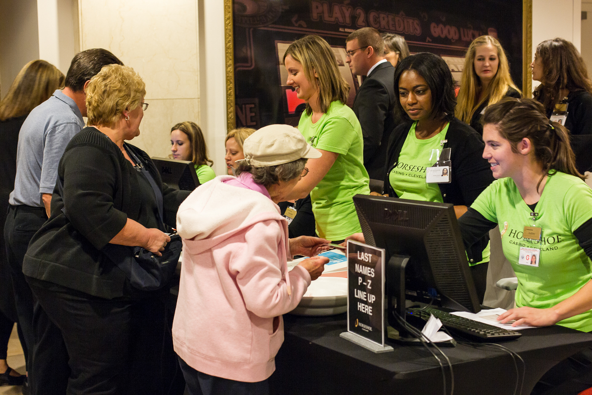 Friends and family of Horshoe Casino emploees are admitted for the preview day and a test run of the casino's operations Thursday, May 10.