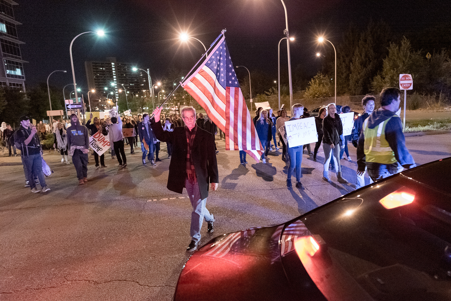 Approximately 1,000 protesters rallied in downtown Louisville, Kentucky November 10, 2016 to register their concern about harmful rhetoric used by president-elect Trump and the consequences it may produce in his emboldened followers.