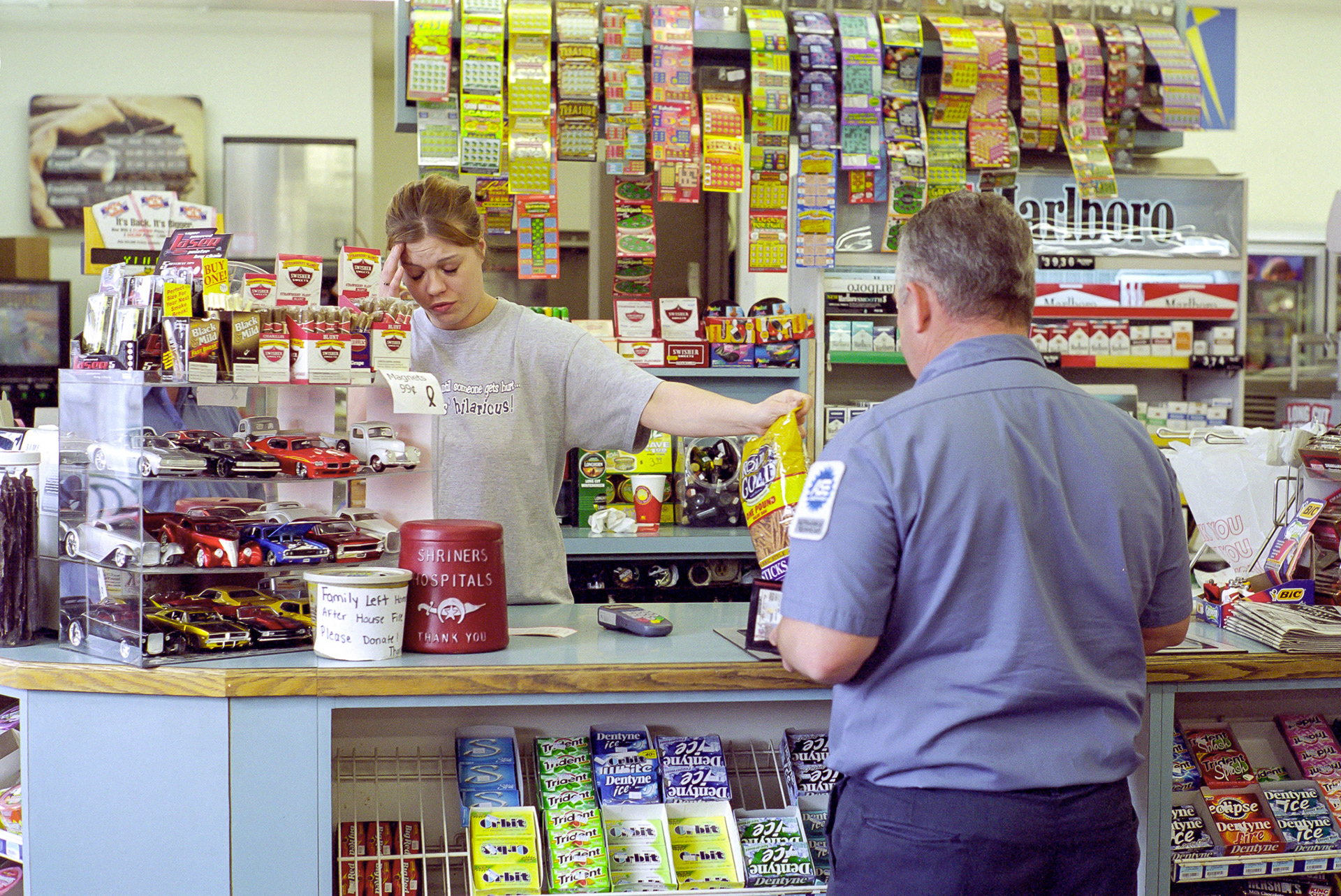 Jamie Hoefler works long hours at the AmeriStop in Lebanon, Ohio, while son Brandon is at daycare. She has completed her One Stop training and hopes to be moving into an apartment soon.