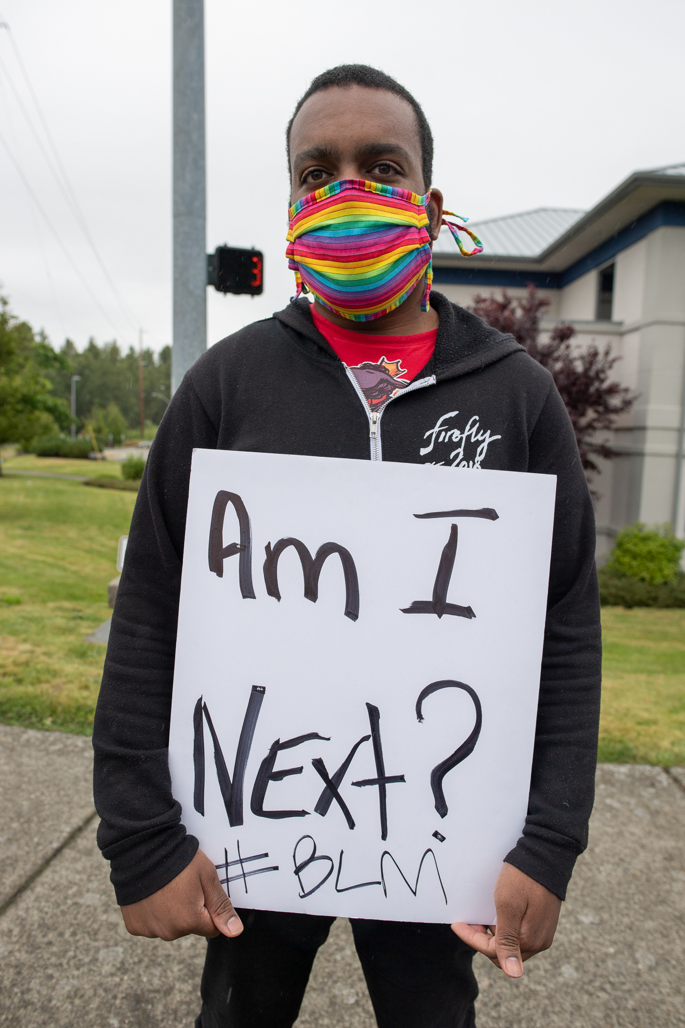 Dion at the June 12, 2020 general strike protest organized by Black Lives Matter in Bellingham, Wash.