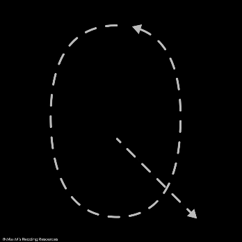 Space-themed uppercase Q construction.