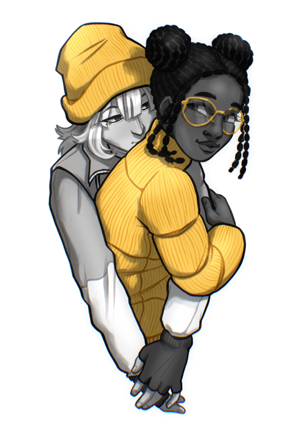 Two original characters, drawn based on discussion and description from commissioner.