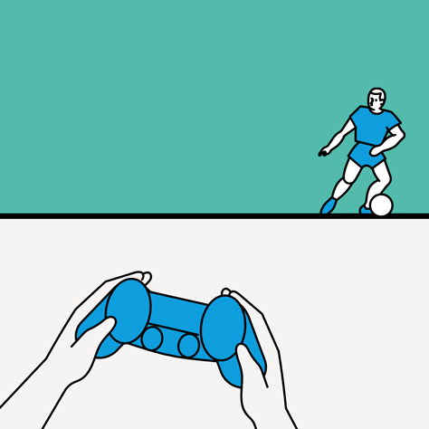 Eine Fußballmannschaft auf der Playstation zu trainieren