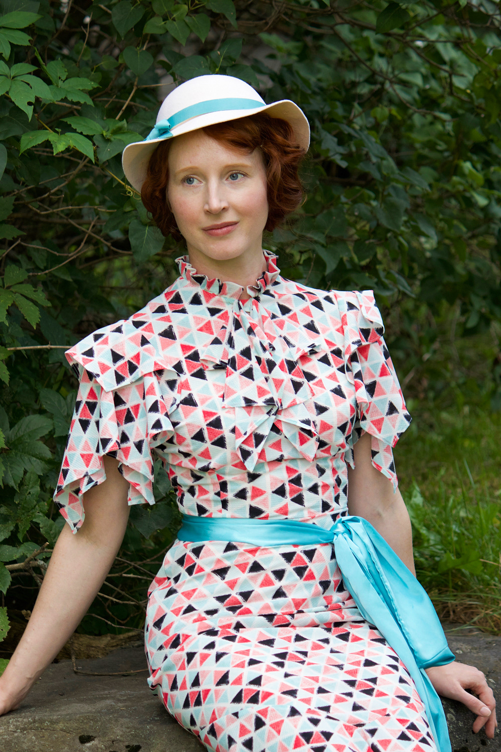 1930s-inspired day dress in rayon. Enquire for Bespoke Fitted pricing for bias-cut styles.