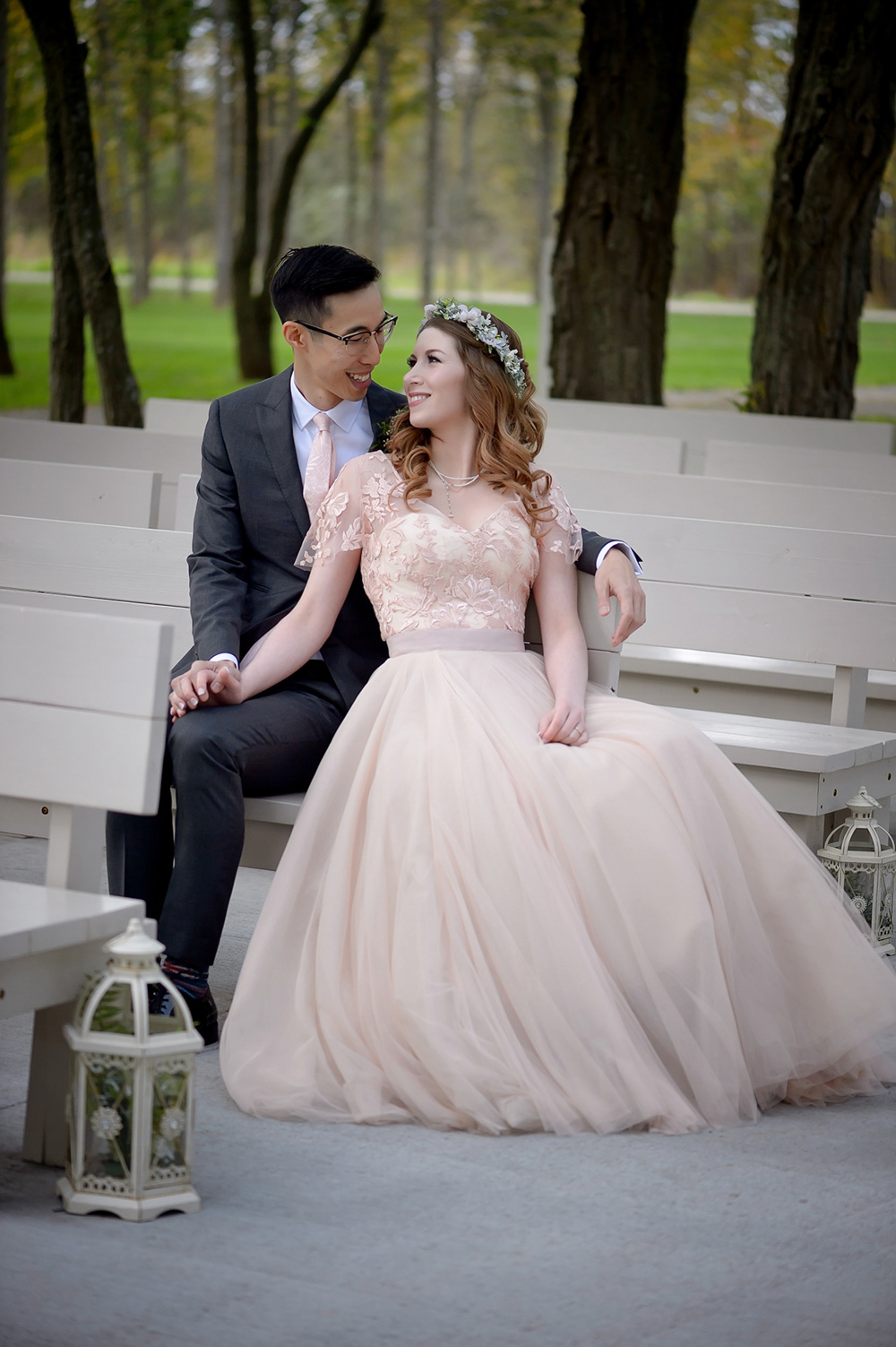 A custom bridal bodice featuring a romantic lace net overlay, and a structured silk under-bodice. Appliqué details are carefully individually hand sewn to cover dart and create a seamless couture finish.