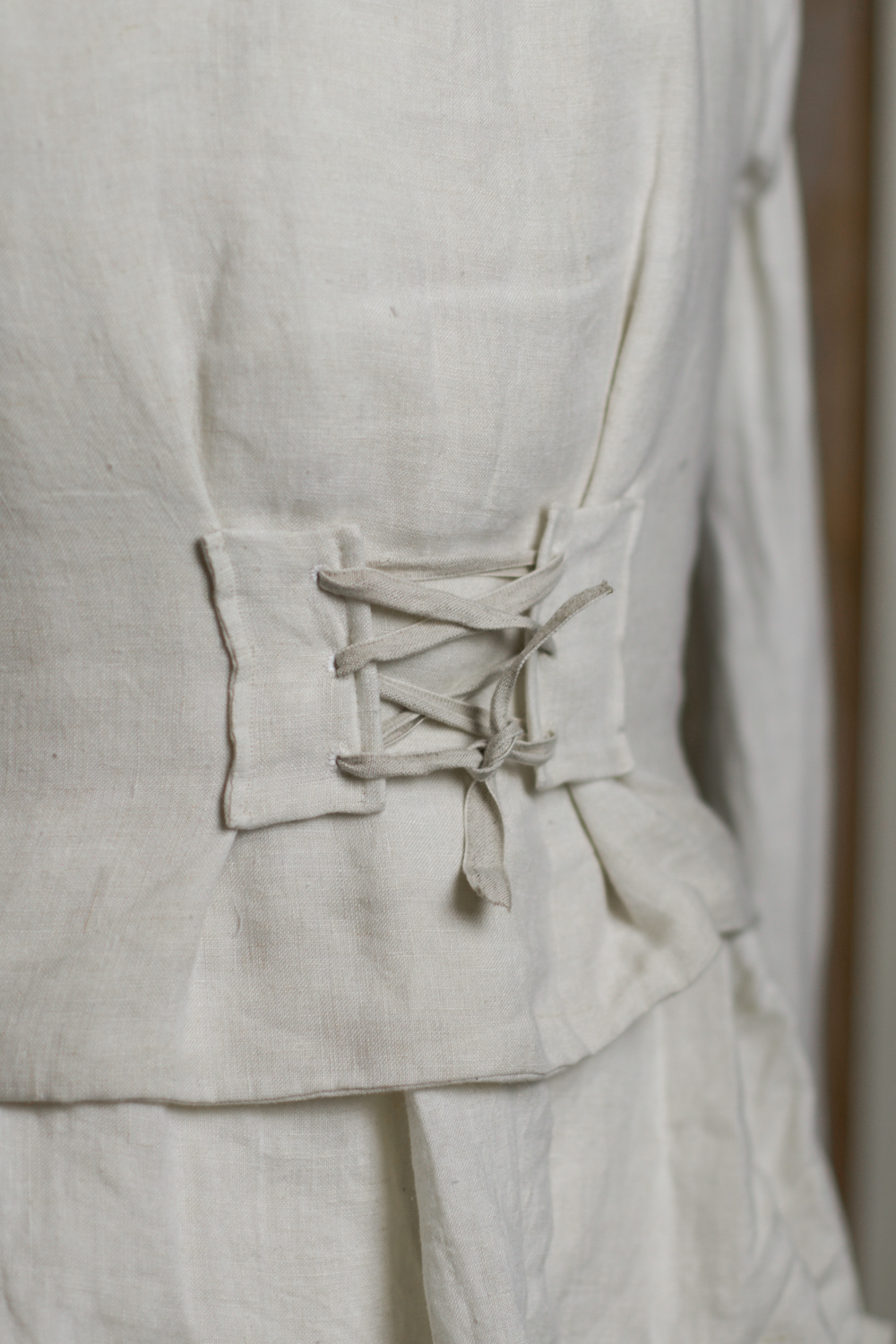 Authentic early 1800s adjusting ties at waistcoat back