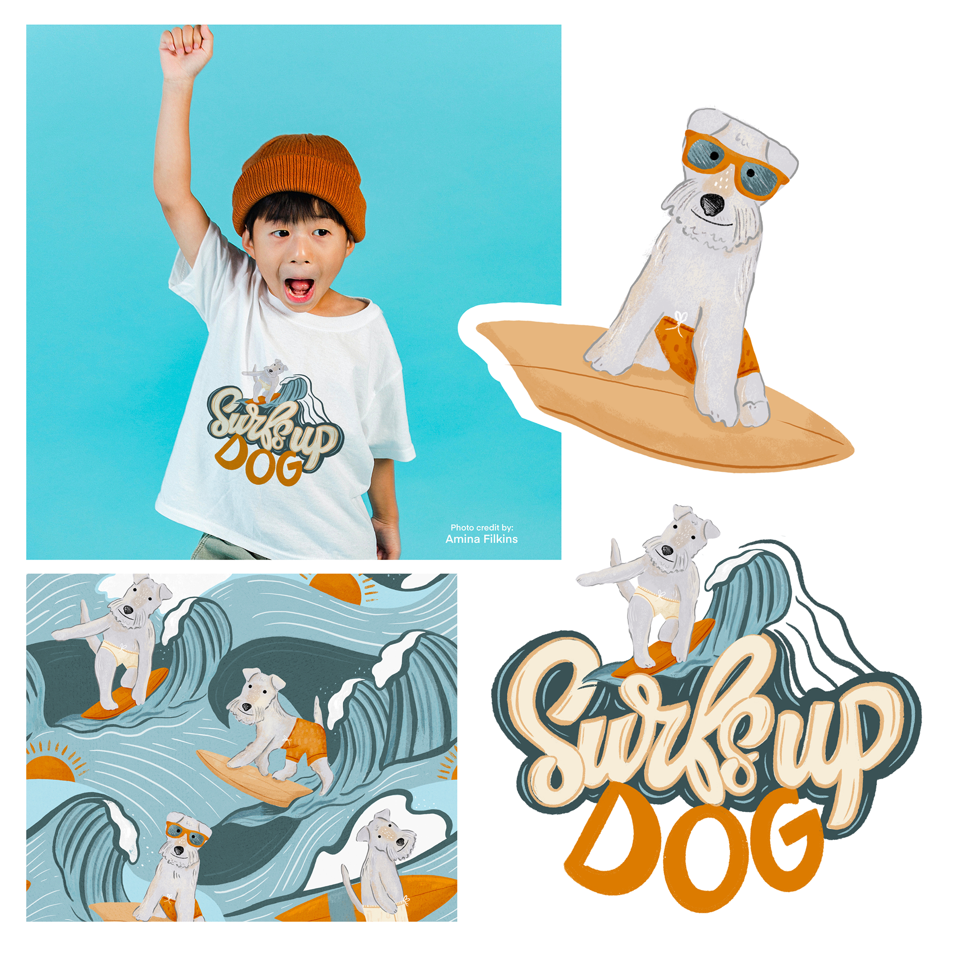 kids summer T-shirt Surf Design