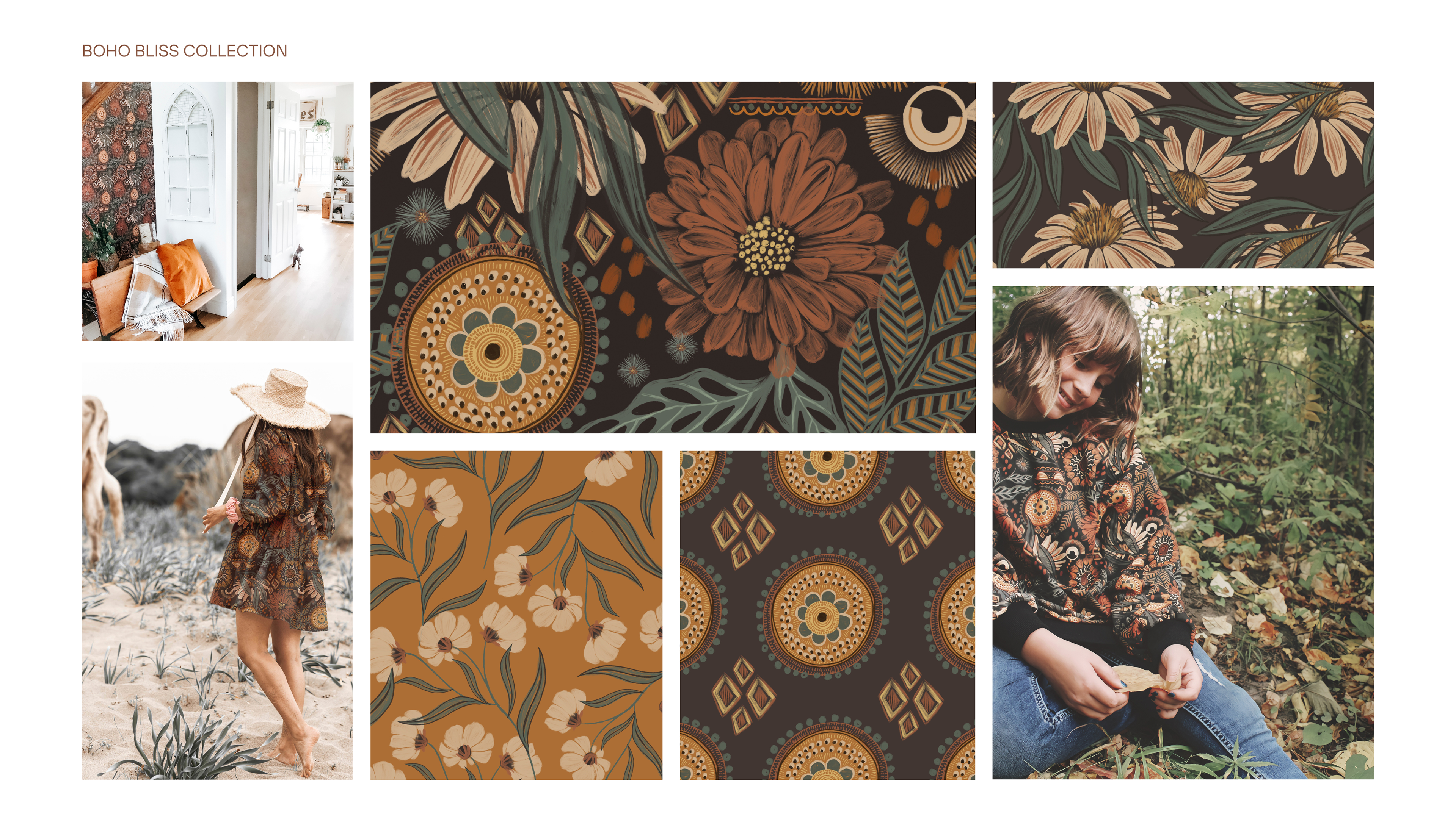 Boho textile seamless pattern