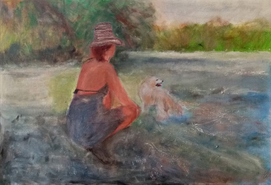 Séverine & Ness, huile sur toile, 65x50cm, août 2020