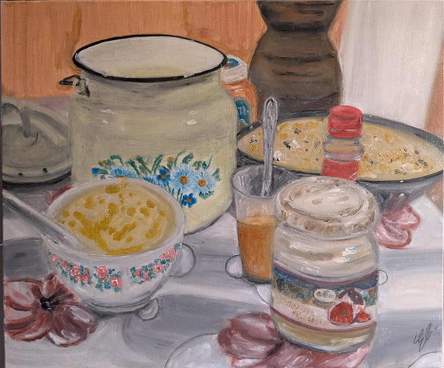 Chez Médico & Sulico, Koutaïssi, Géorgie, huile sur toile, 55x46cm, octobre 2025