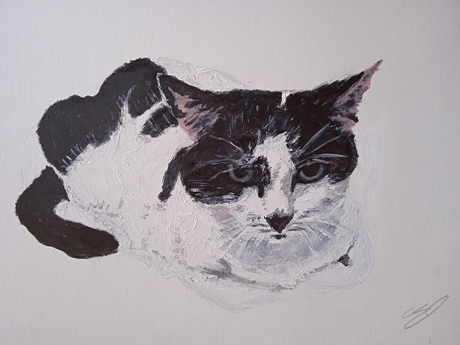 Lila, huile sur papier, 32x24cm, décembre 2022