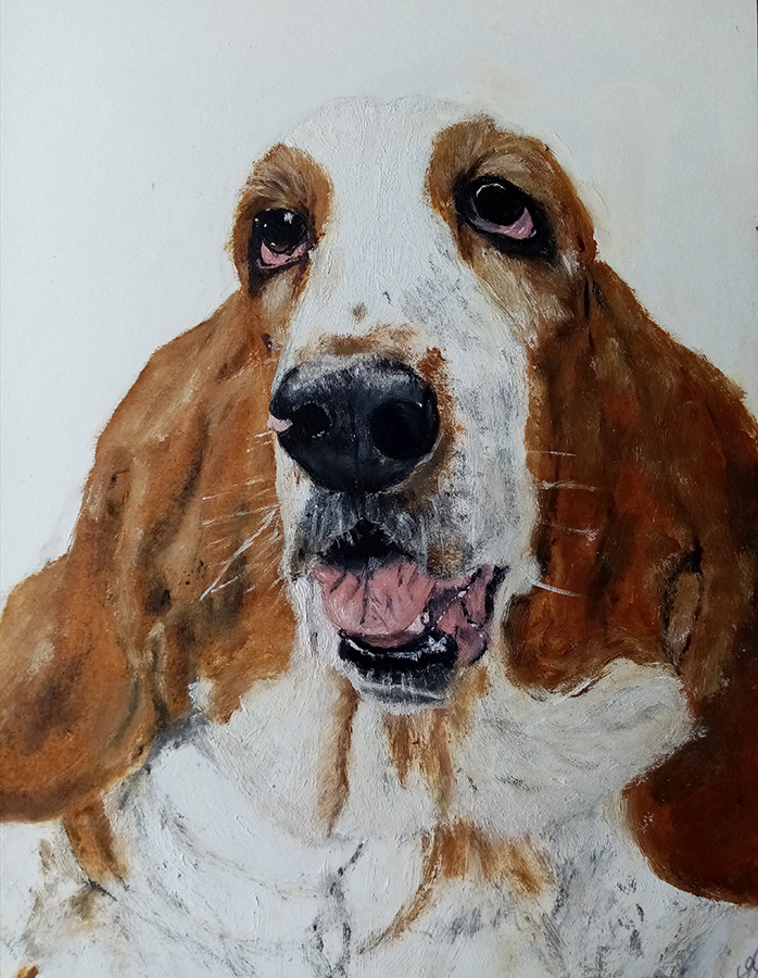 Monique, huile sur papier, 24x32cm, septembre 2022