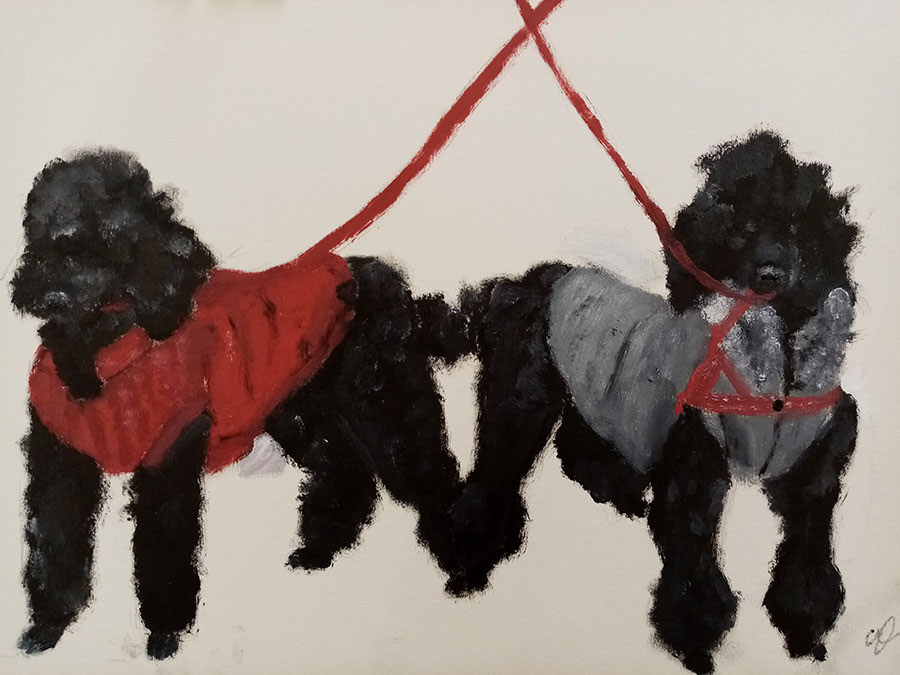 Kaunas Fashion Week, huile sur papier, 32x24cm, collection automne-hiver 2021/2022